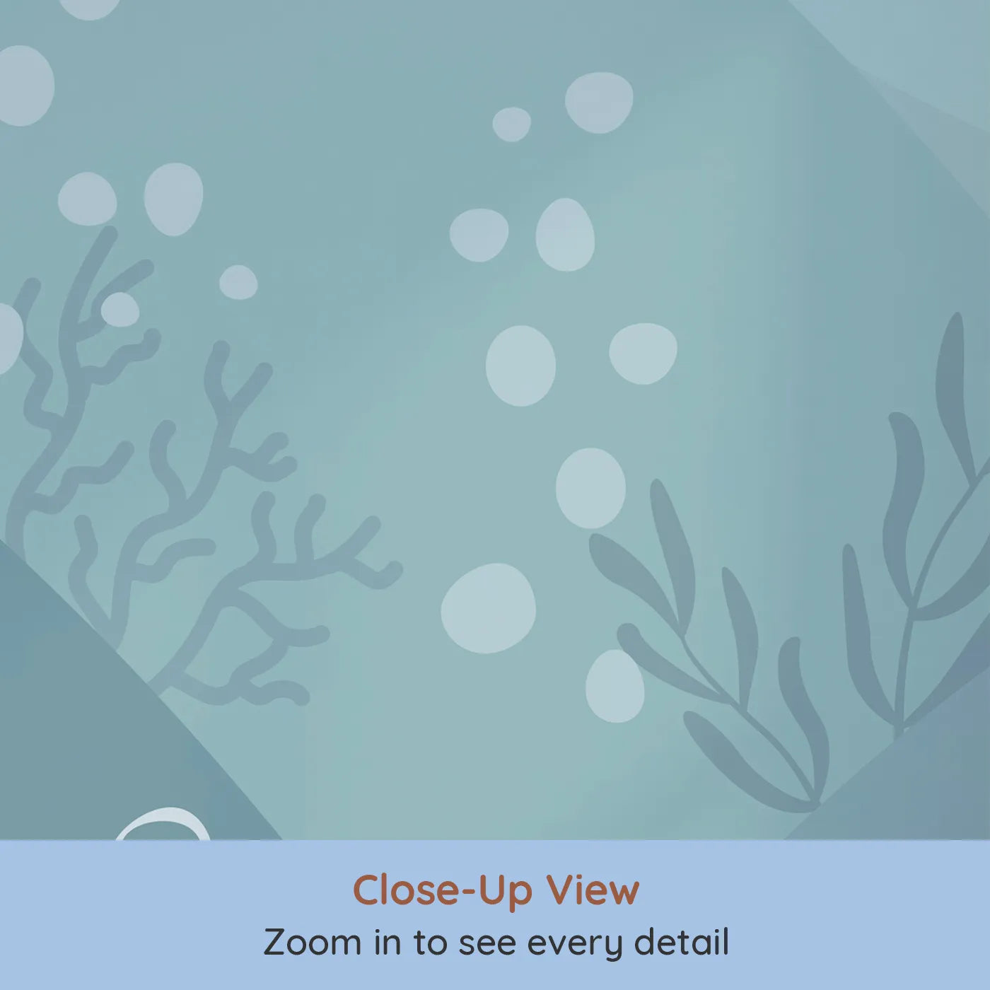 Close-up view of Whimsy Tots' Abstract Ocean Floor Wall Mural (Turn Their Room into a Calm and Modern Seascape).Gender-Neutral