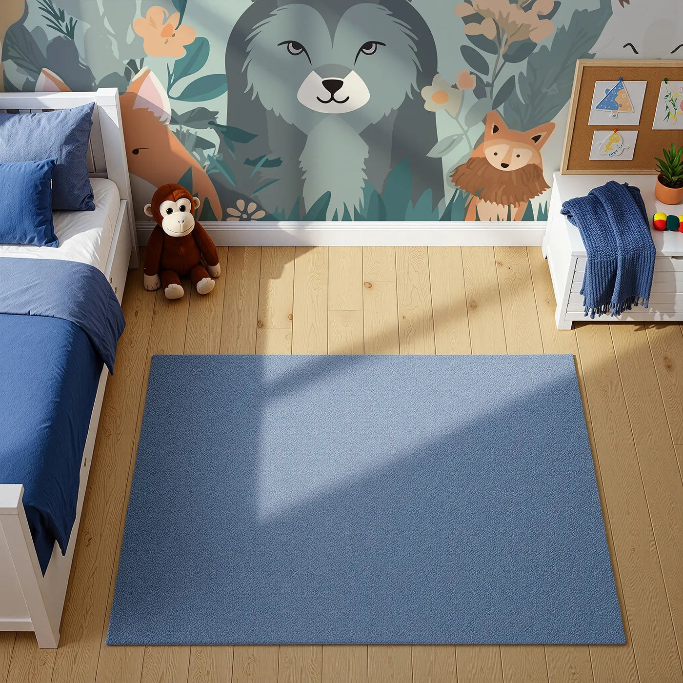 Top-down view of Whimsy Tots' Woodland Friends Gathering Wall Mural (Turn Their Room into the Sweetest Forest Friendship Circle).Gender-Neutral