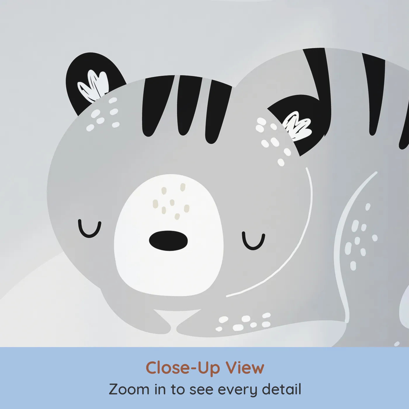 Close-up view of Whimsy Tots' Sleepy Animal Friends Wall Mural (Turn Their Room into the Coziest, Starriest Dreamland).Gender-Neutral