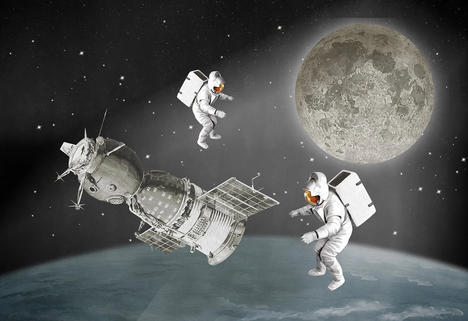 A Classic, Collage-Style Adventure to the Moon and Beyond