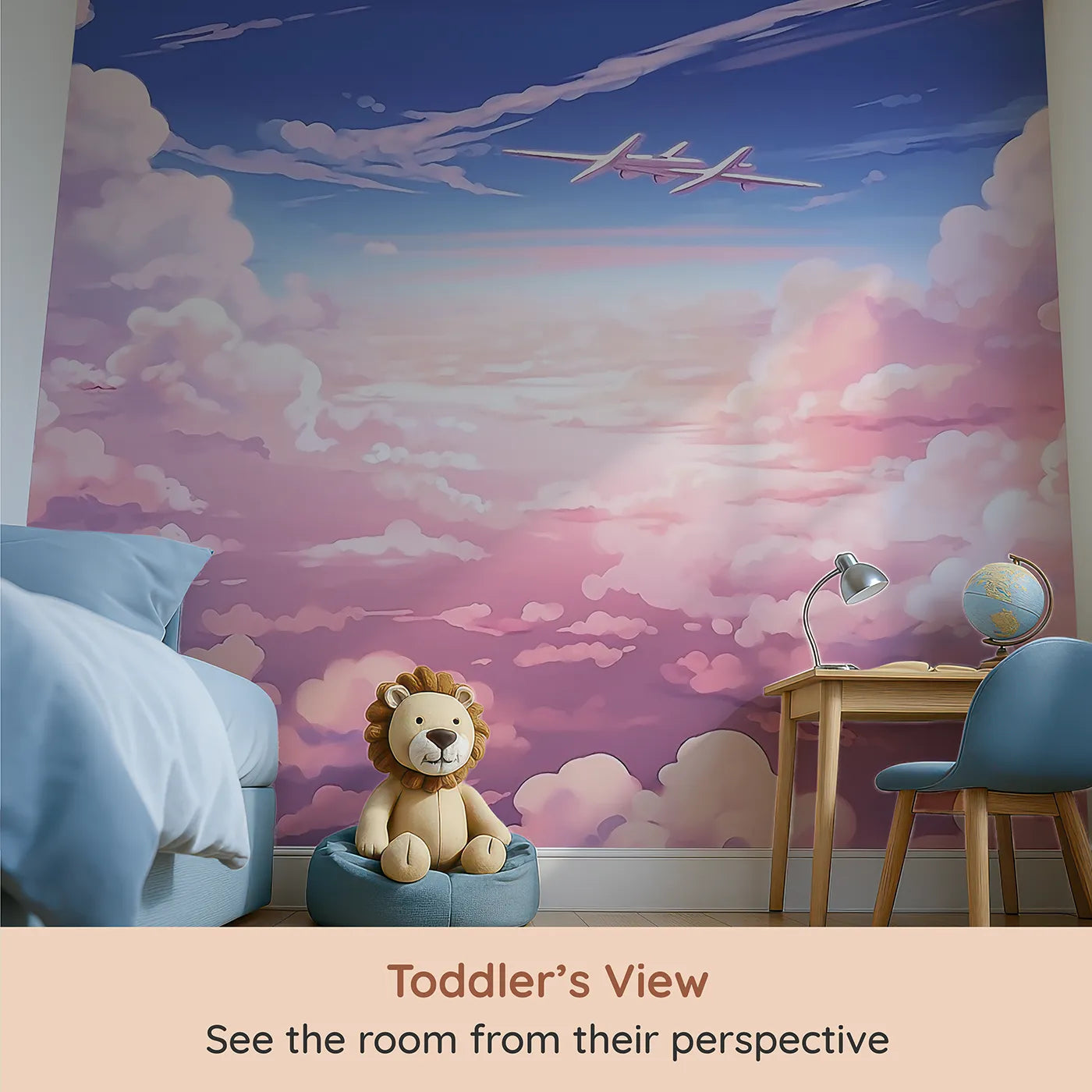 Whimsy Tots Anime Sky High Wall Mural (Turn Their Room into a Dreamy, High-Flying Adventure) from your child's view.Gender-Neutral