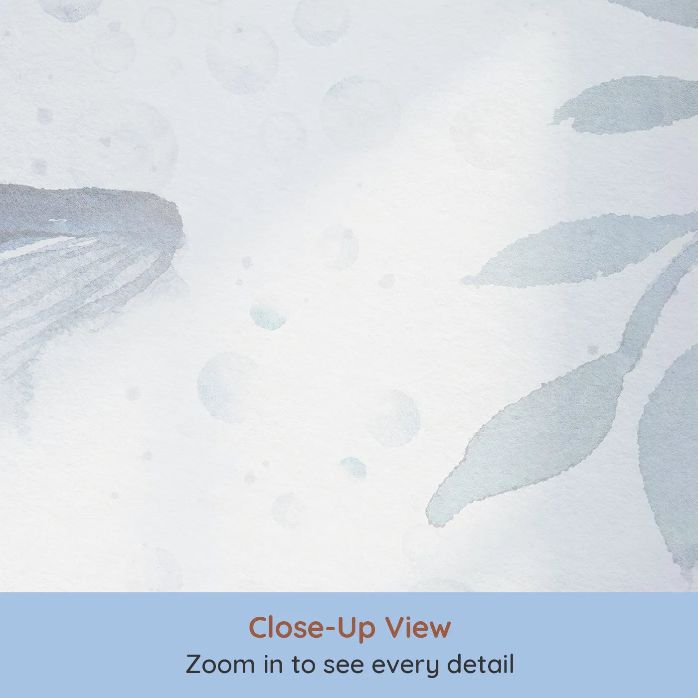 Close-up view of Whimsy Tots' Misty Whale Song Wall Mural (Turn Their Room into a Dreamy, Ethereal Ocean).Gender-Neutral
