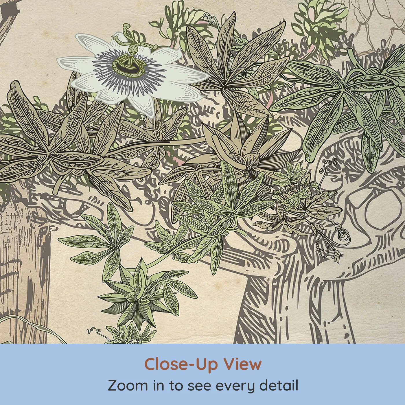 Close-up view of Whimsy Tots' Enchanted Baobab Grove Wall Mural (Turn Their Room into a Magical, Otherworldly Forest).Gender-Neutral