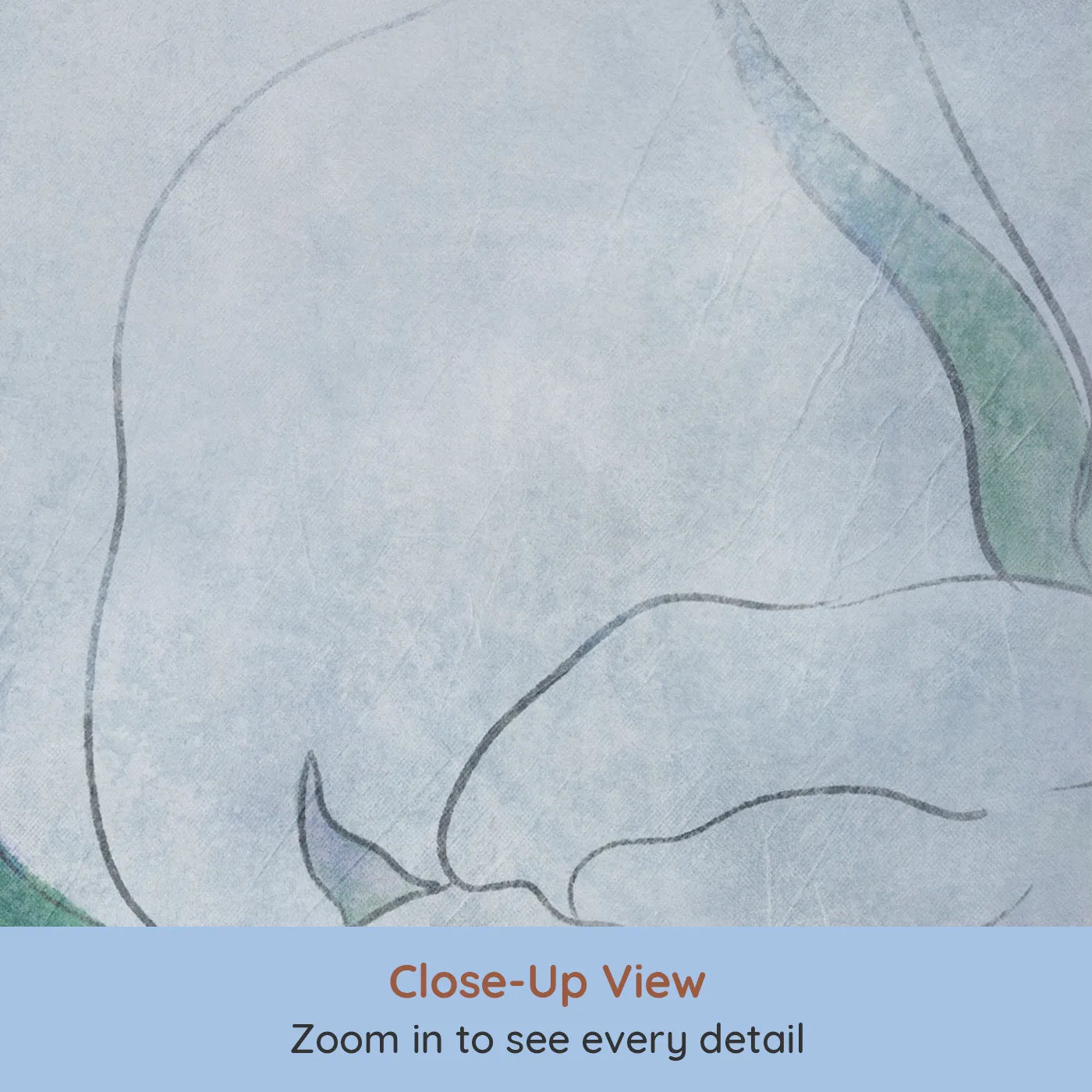 Close-up view of Whimsy Tots' Blue Cotton Flower Wall Mural (Turn Their Room into a Field of Soft, Gentle Beauty).Gender-Neutral