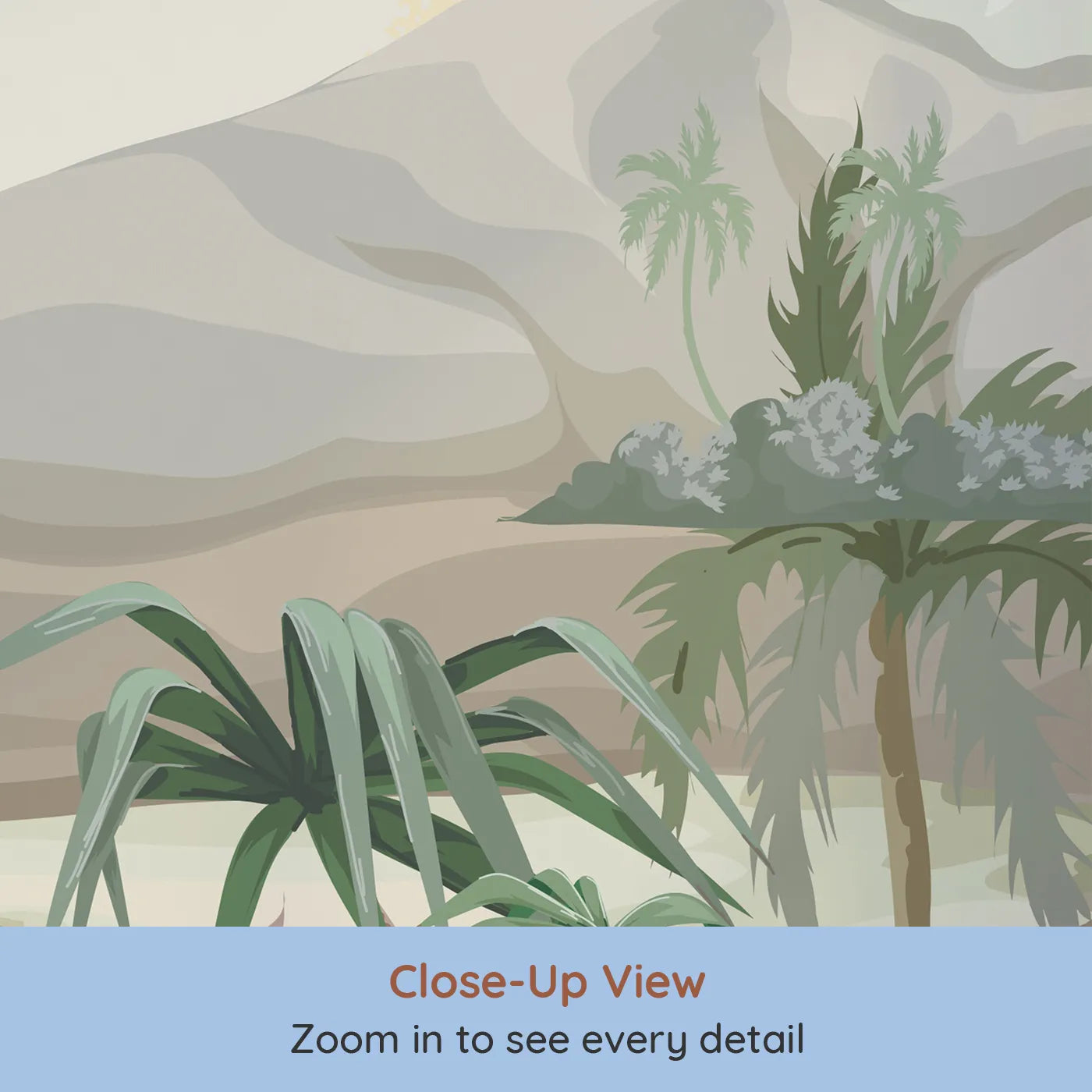 Close-up view of Whimsy Tots' Exotic Bird Garden Wall Mural (Turn Their Room into a Lush, Hand-Painted Paradise).Gender-Neutral