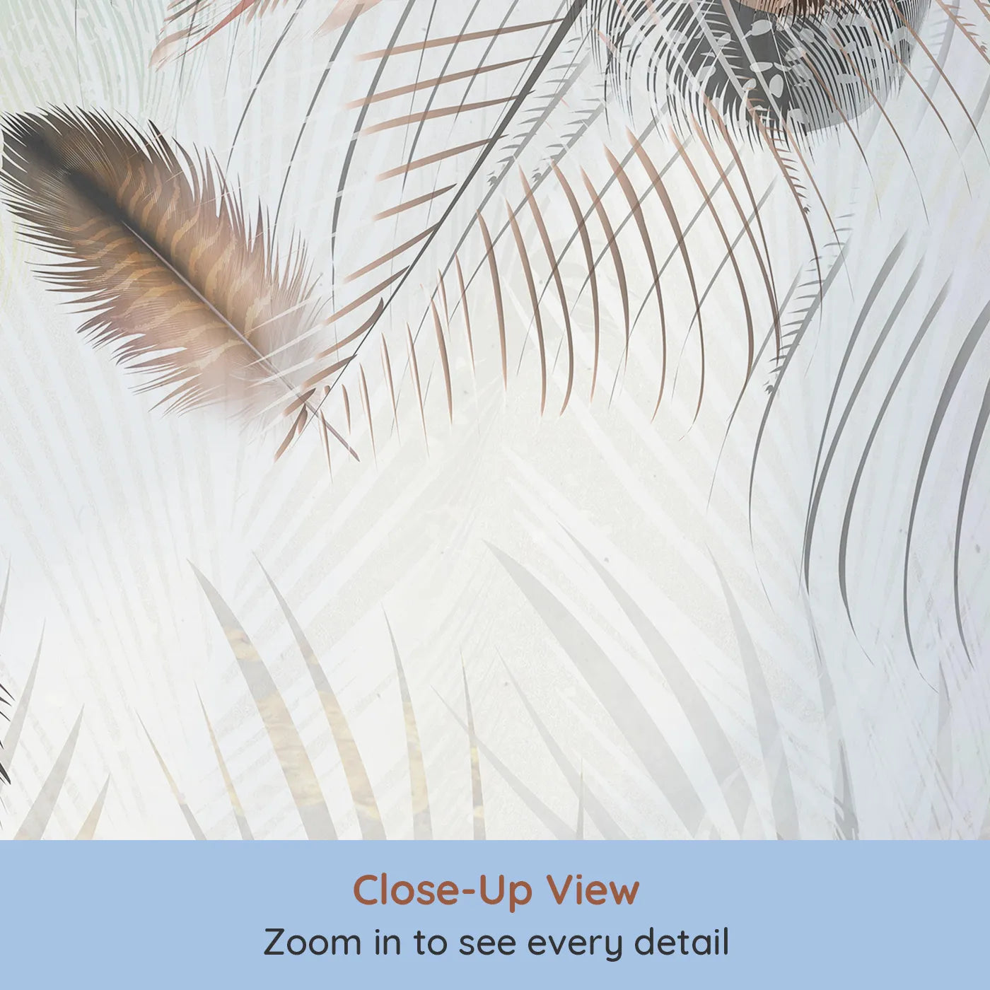 Close-up view of Whimsy Tots' Falling Feathers Wall Mural (Turn Their Room into a Soft and Gentle Dreamscape).Gender-Neutral