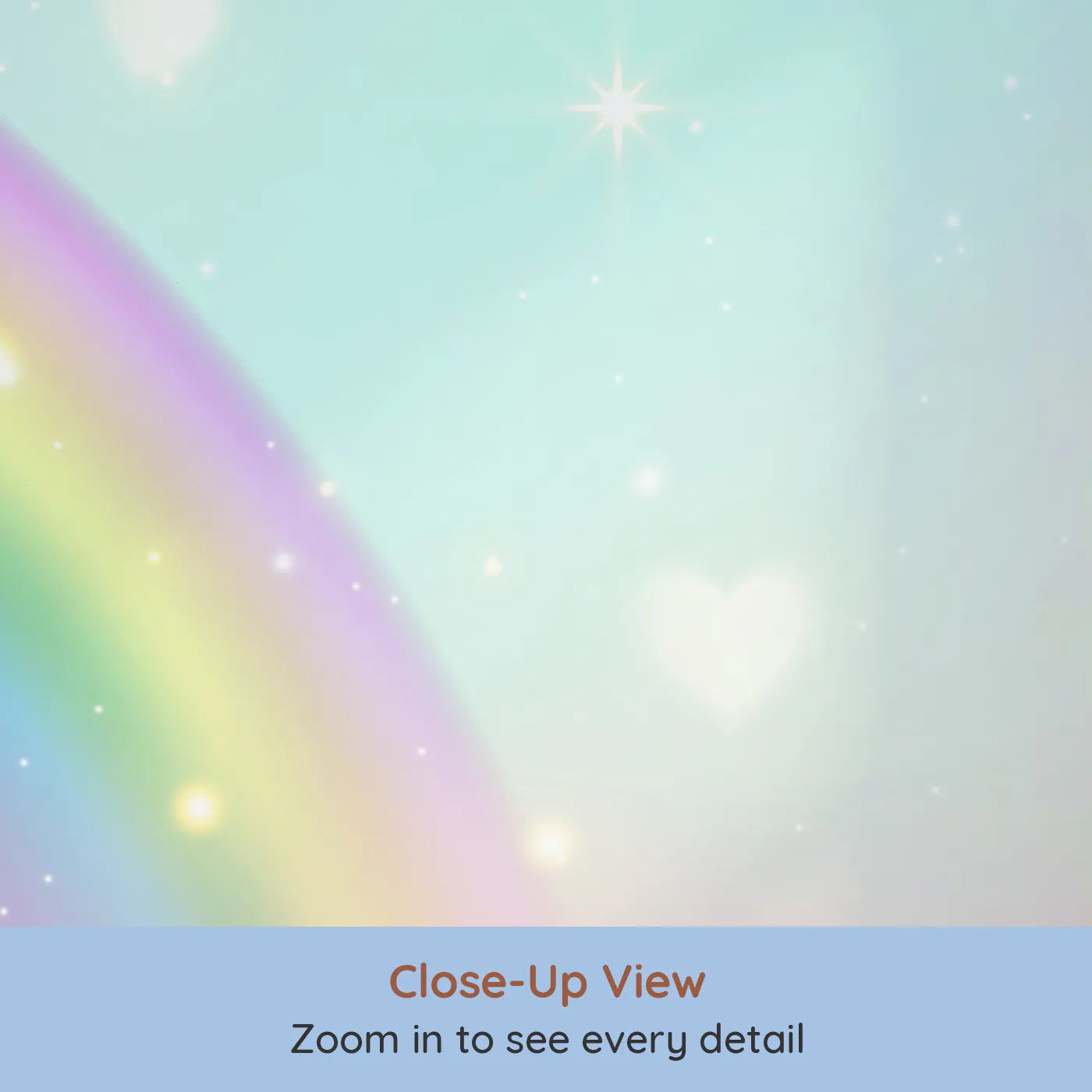 Close-up view of Whimsy Tots' Sparkling Rainbow Hearts Wall Mural (Turn Their Room into a Sky of Love and Magic).Gender-Neutral