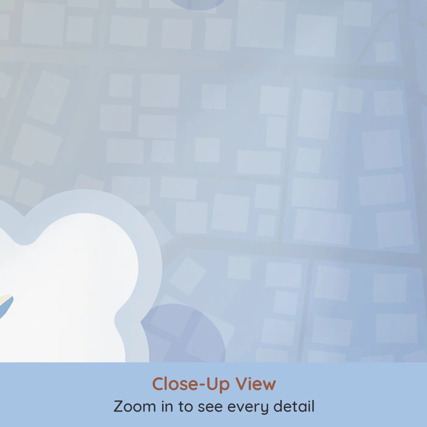 Close-up view of Whimsy Tots' City Flyover Wall Mural (Turn Their Room into a High-Flying Urban Adventure).Gender-Neutral