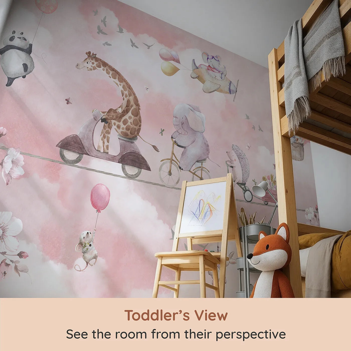 Whimsy Tots High Wire Circus Wall Mural (Turn Their Room into the Sweetest, Most Daring Circus Act) from your child's view.Gender-Neutral