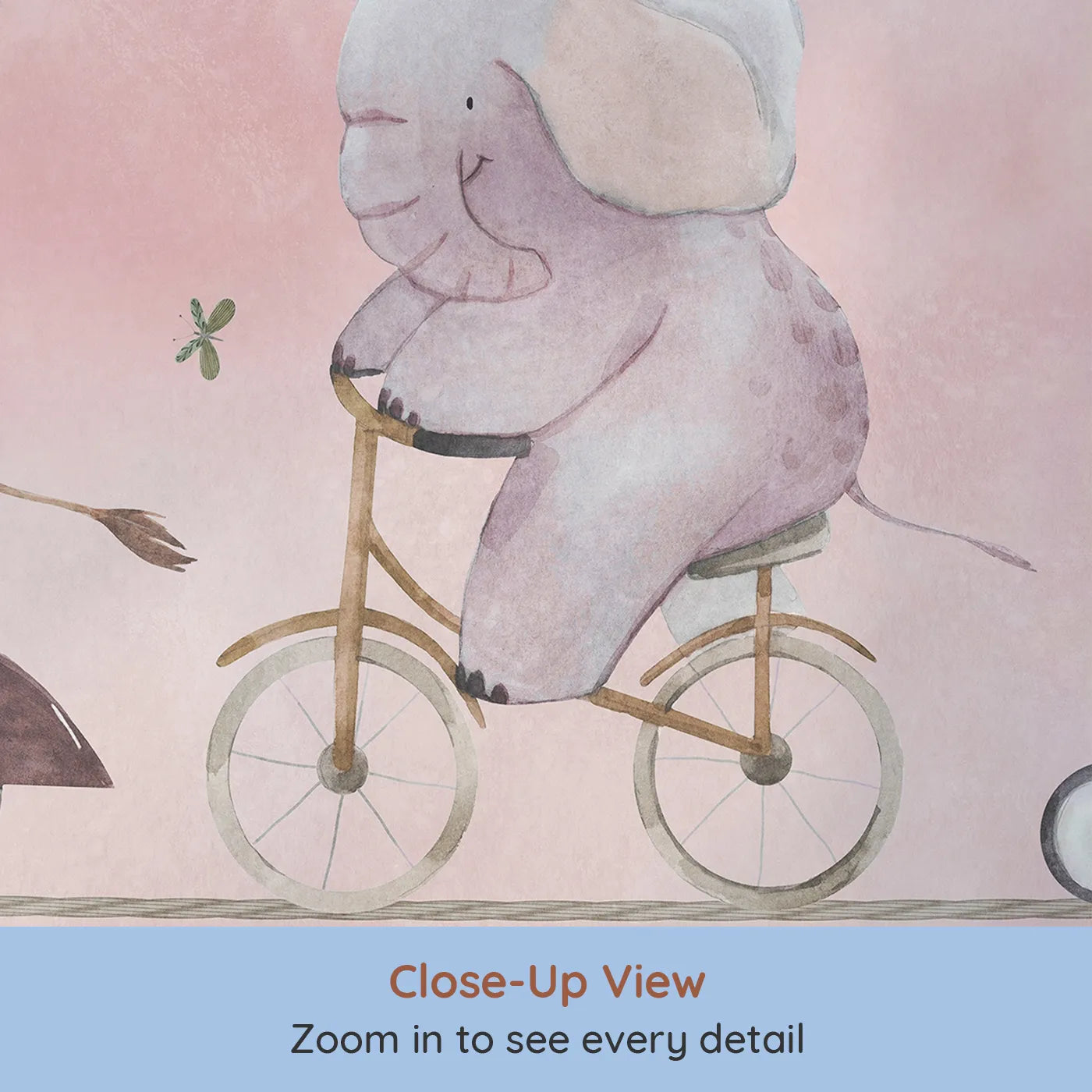 Close-up view of Whimsy Tots' High Wire Circus Wall Mural (Turn Their Room into the Sweetest, Most Daring Circus Act).Gender-Neutral