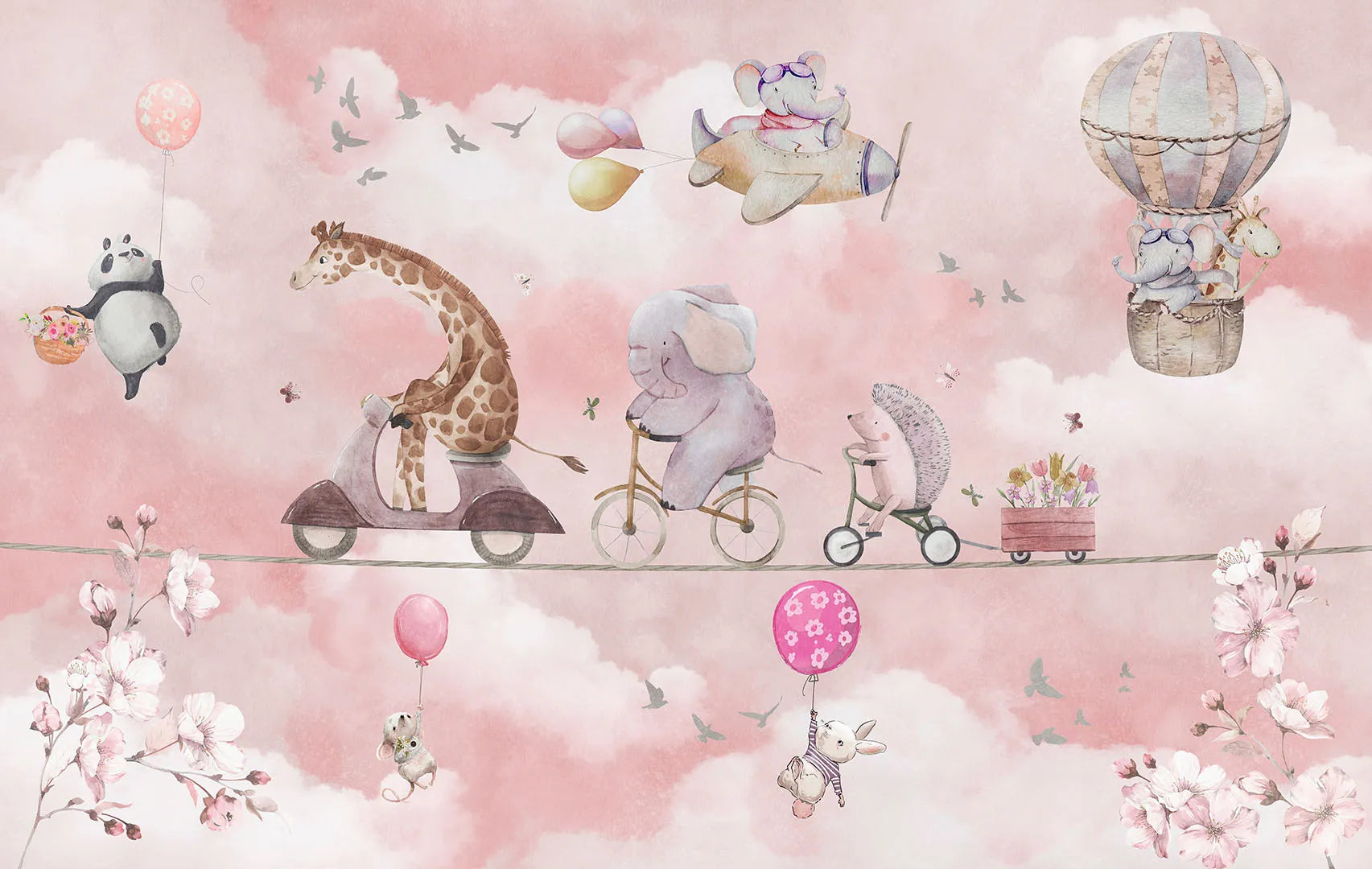 A Gentle, Whimsical Journey Through a Pink, Cloudy Sky