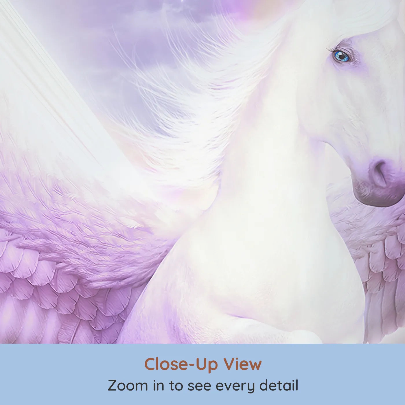 Close-up view of Whimsy Tots' Pegasus in the Heavens Wall Mural (Turn Their Room into a Breathtaking, Ethereal Palace).Gender-Neutral