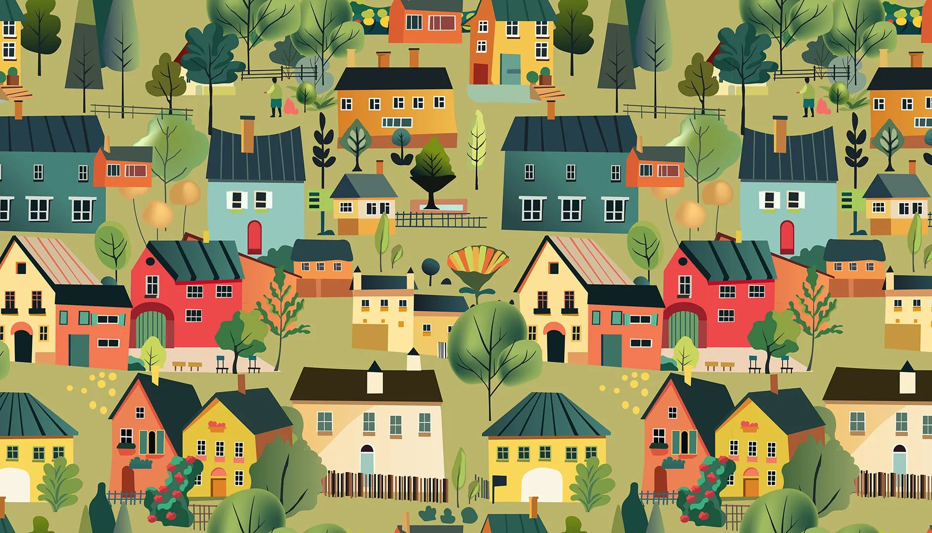 A Friendly Neighborhood of Colorful, Happy Homes