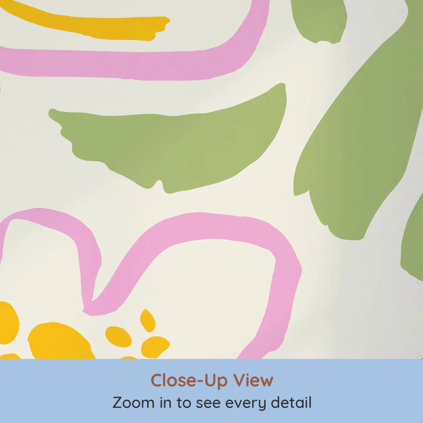 Close-up view of Whimsy Tots' Abstract Floral Doodle Wall Mural (Turn Their Room into a Field of Fun, Quirky Flowers).Gender-Neutral
