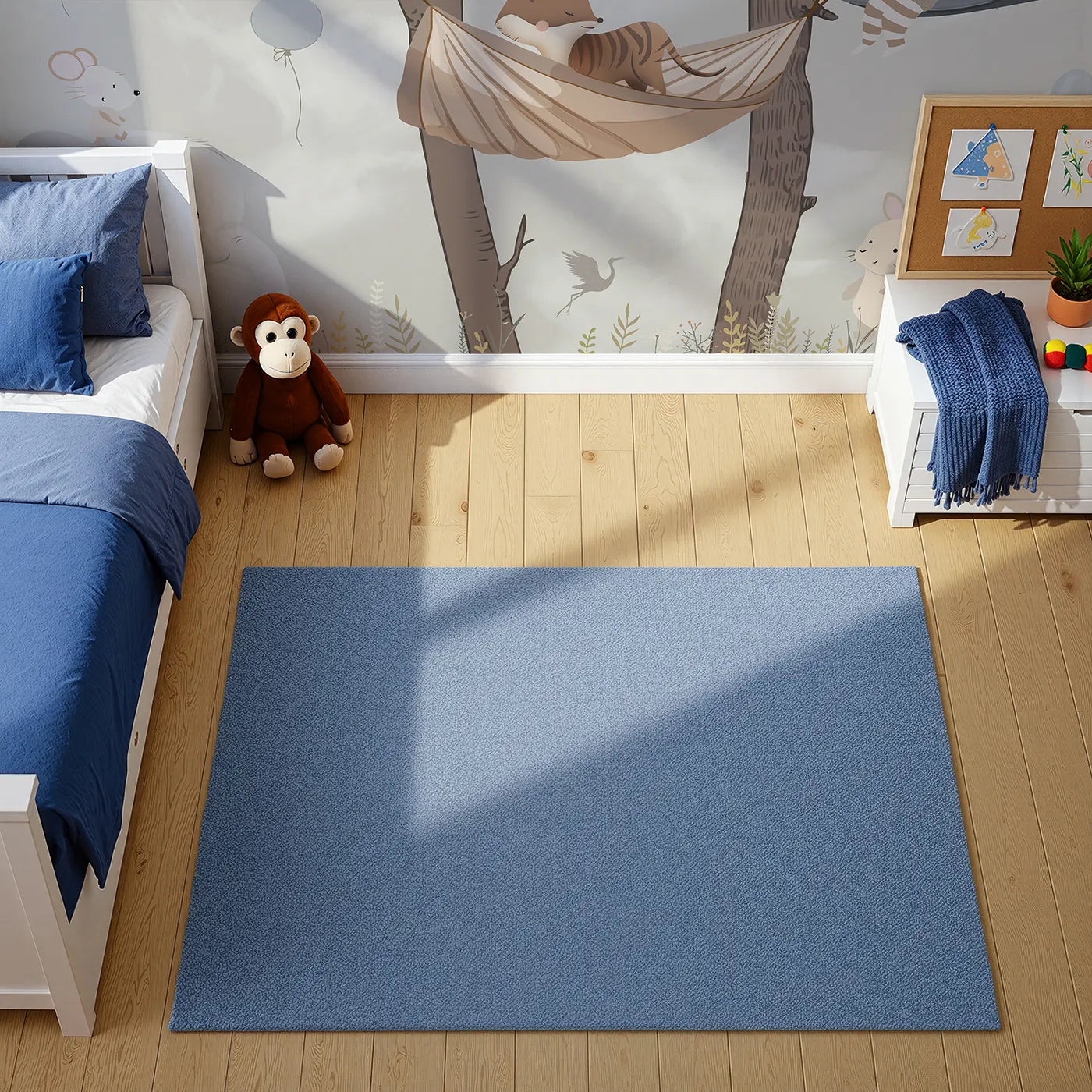 Top-down view of Whimsy Tots' Woodland Hammock Party Wall Mural (Turn Their Room into the Coziest Forest Hideaway).Gender-Neutral