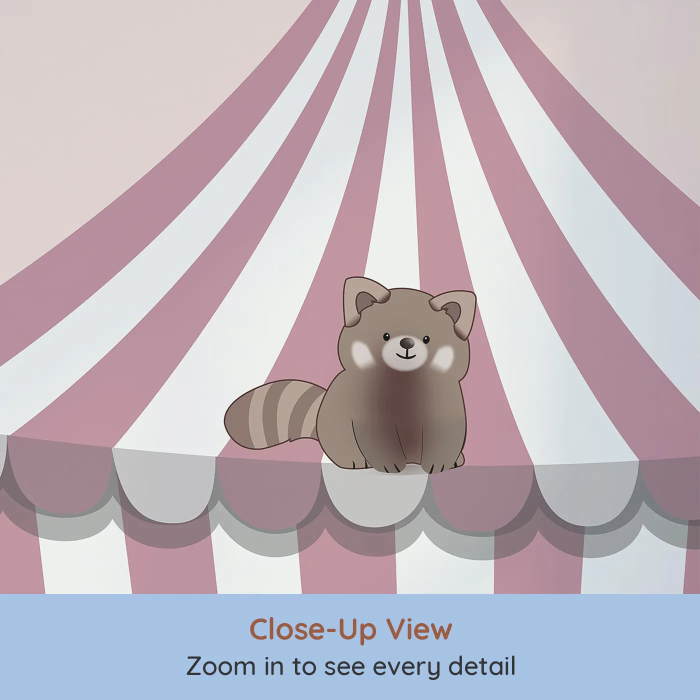 Close-up view of Whimsy Tots' Animal Circus Wall Mural (Turn Their Room into the Sweetest, Most Whimsical Show on Earth).Gender-Neutral