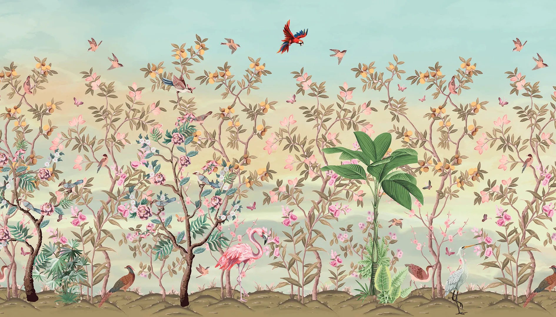 Where Graceful Birds Gather in a Lush Garden
