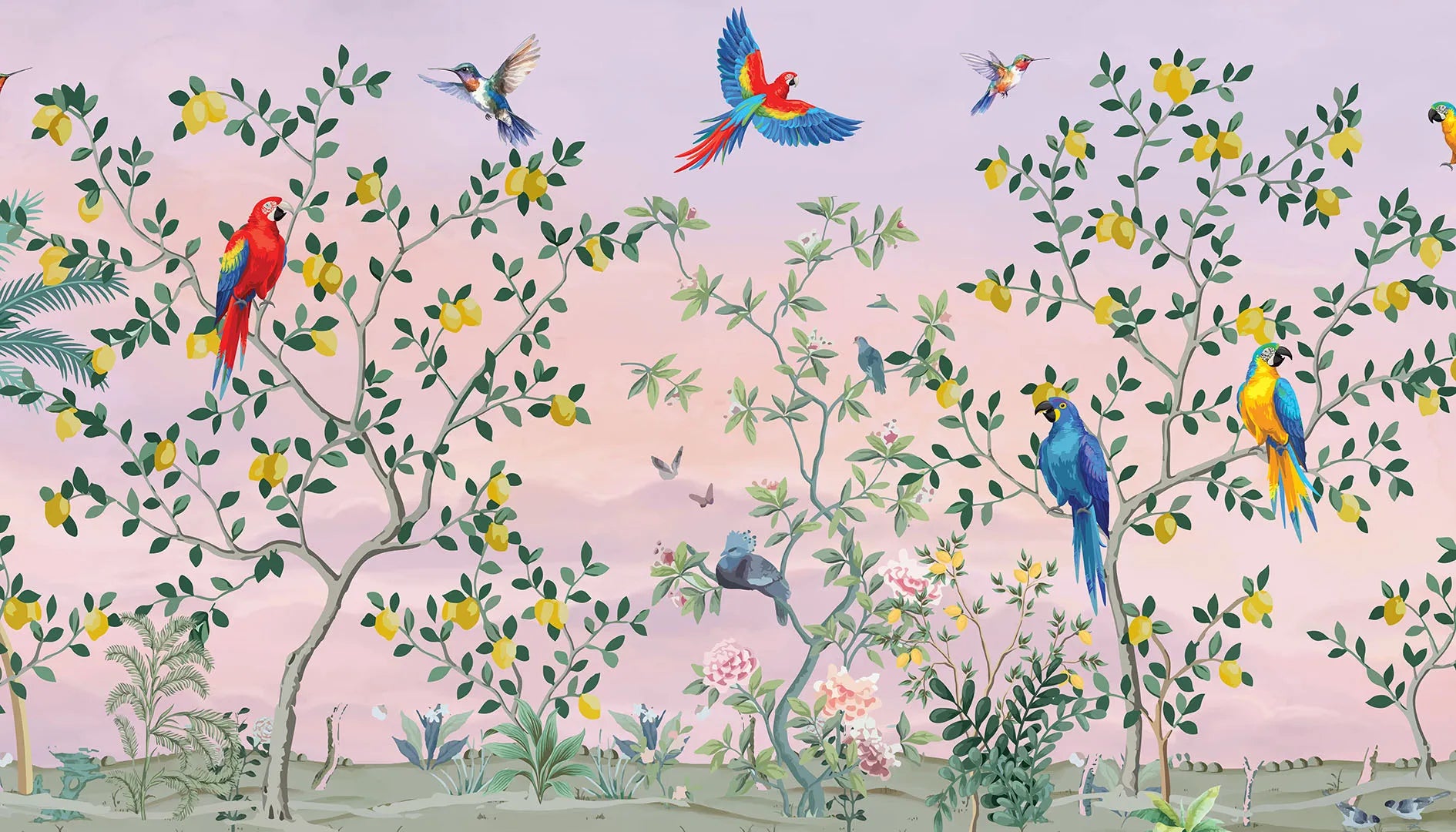 Where Exotic Birds Sing in a Sunlit Garden