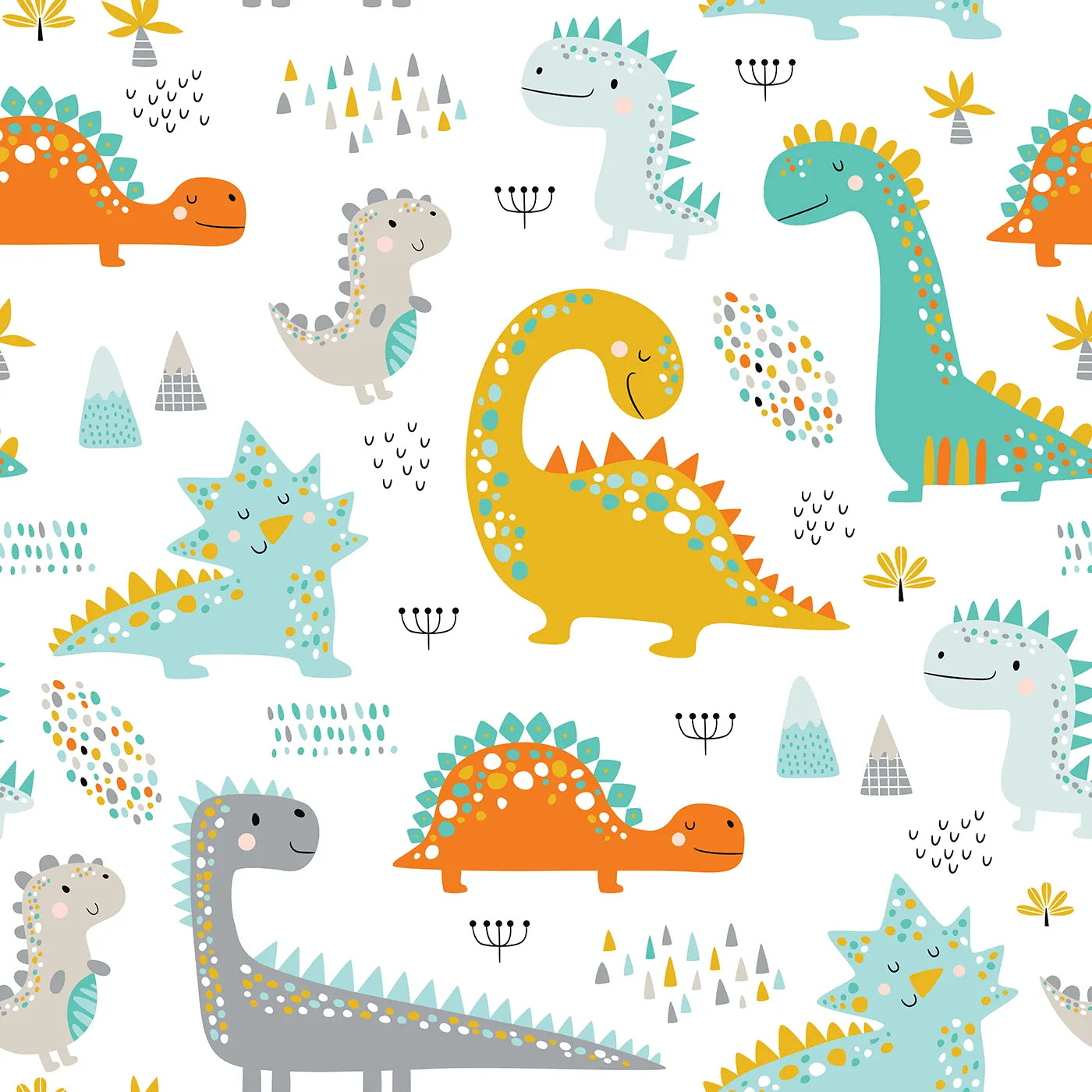 A Sunny Day in a Cheerful Dinosaur Valley