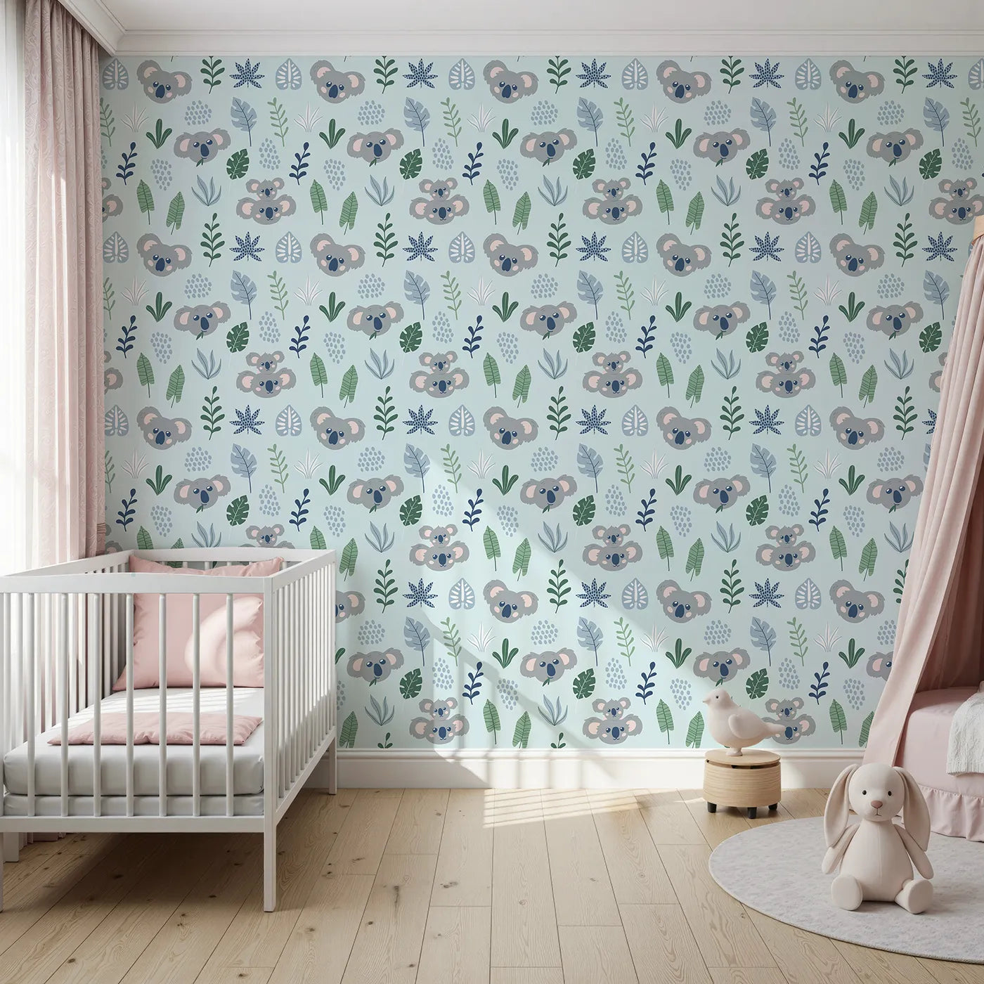 Front view of Whimsy Tots' Koala Cuddle Grove Wallpaper