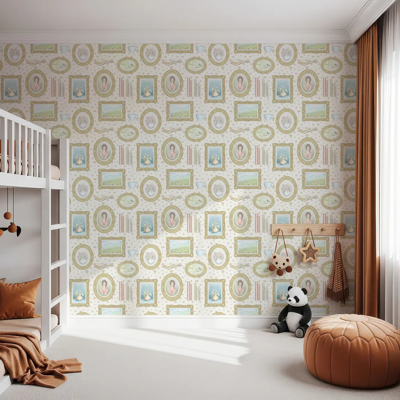 Front view of Whimsy Tots' Vintage Treasures Gallery Wallpaper