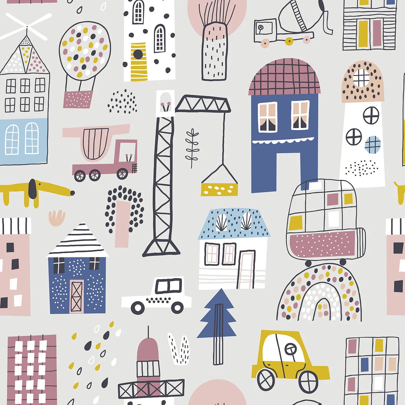 A Cheerful Cityscape of Dreams and Play