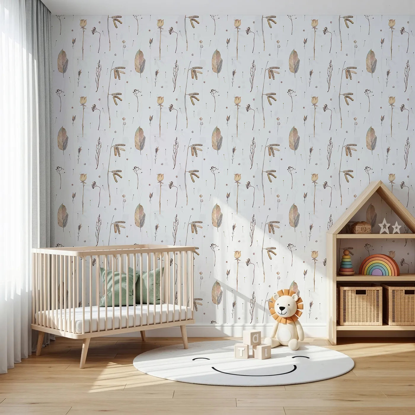 Front view of Whimsy Tots' Dried Autumn Botanicals Wallpaper