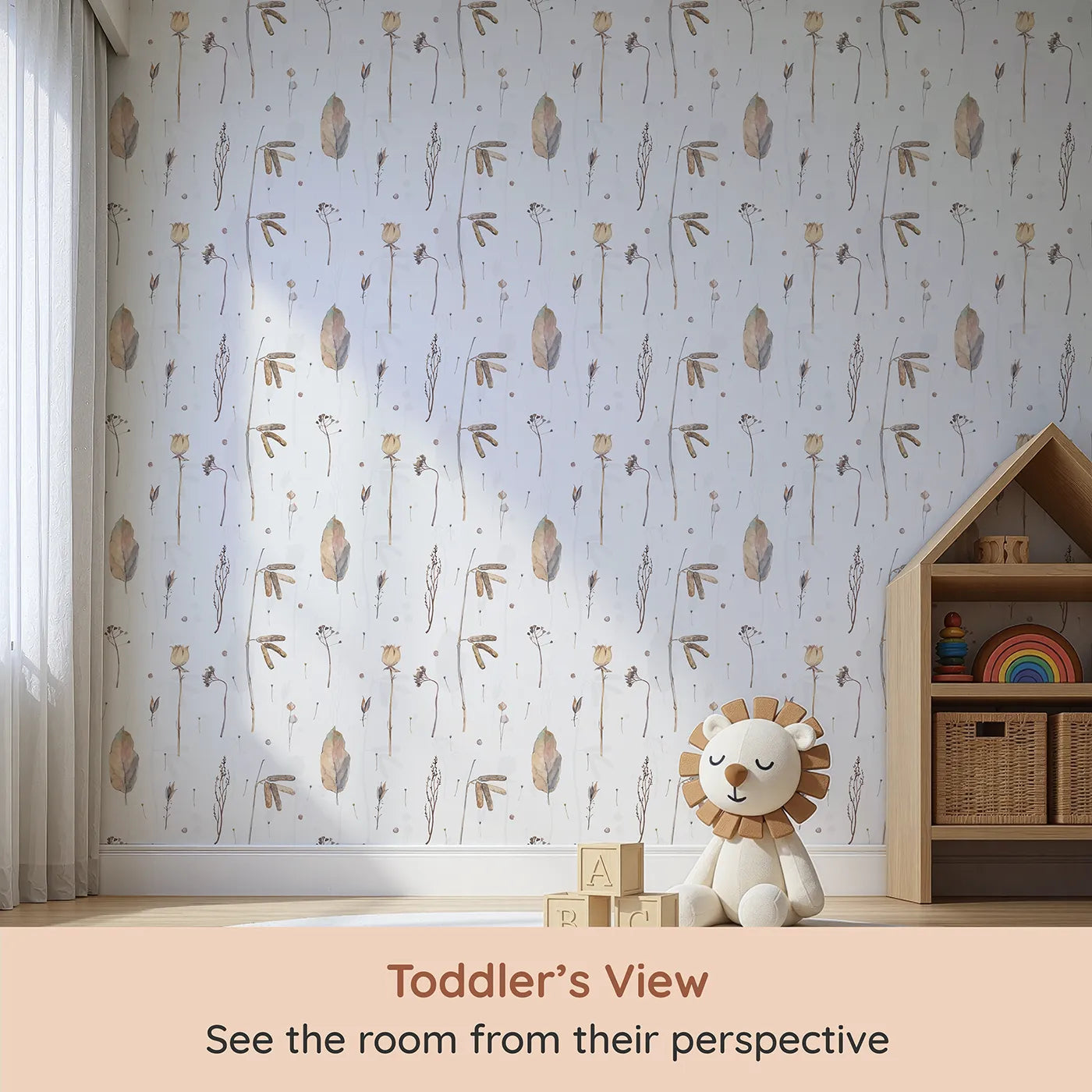 Whimsy Tots Dried Autumn Botanicals Wallpaper (W2109) from your child's view.Where the delicate beauty of autumn is preserved forever.