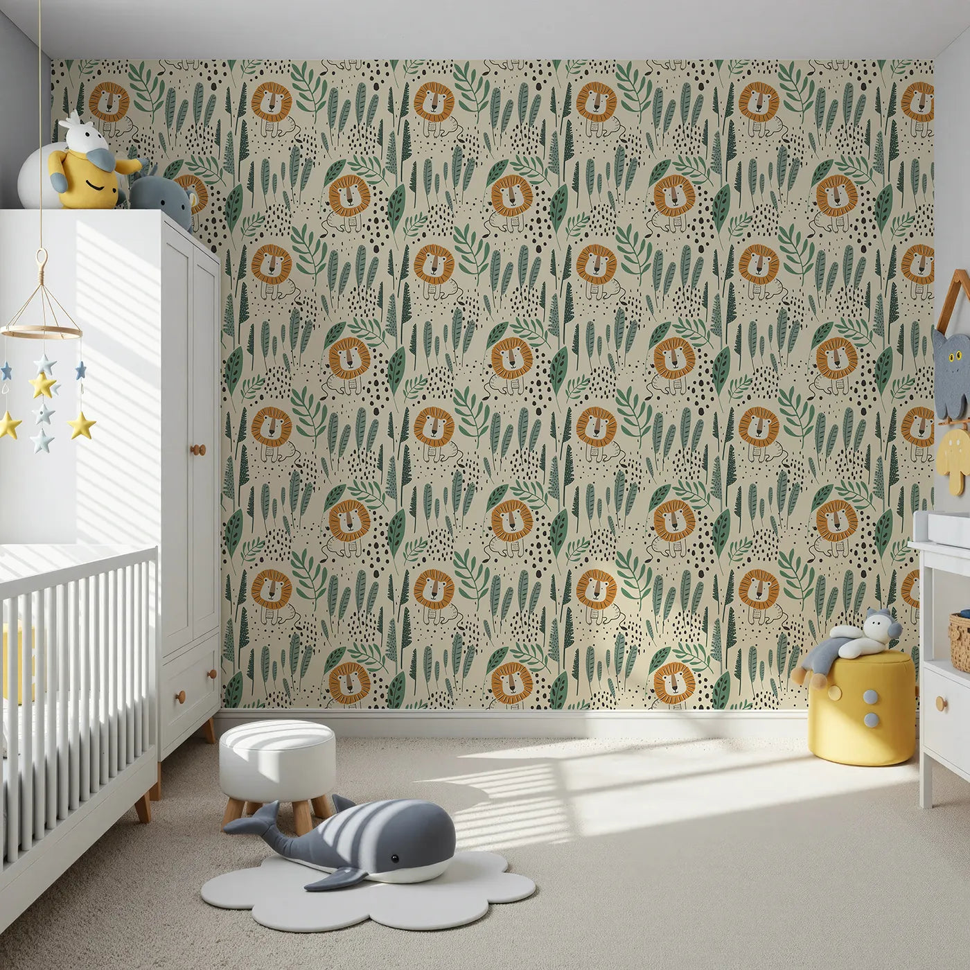 Front view of Whimsy Tots' Jungle Lion Hideaway Wallpaper