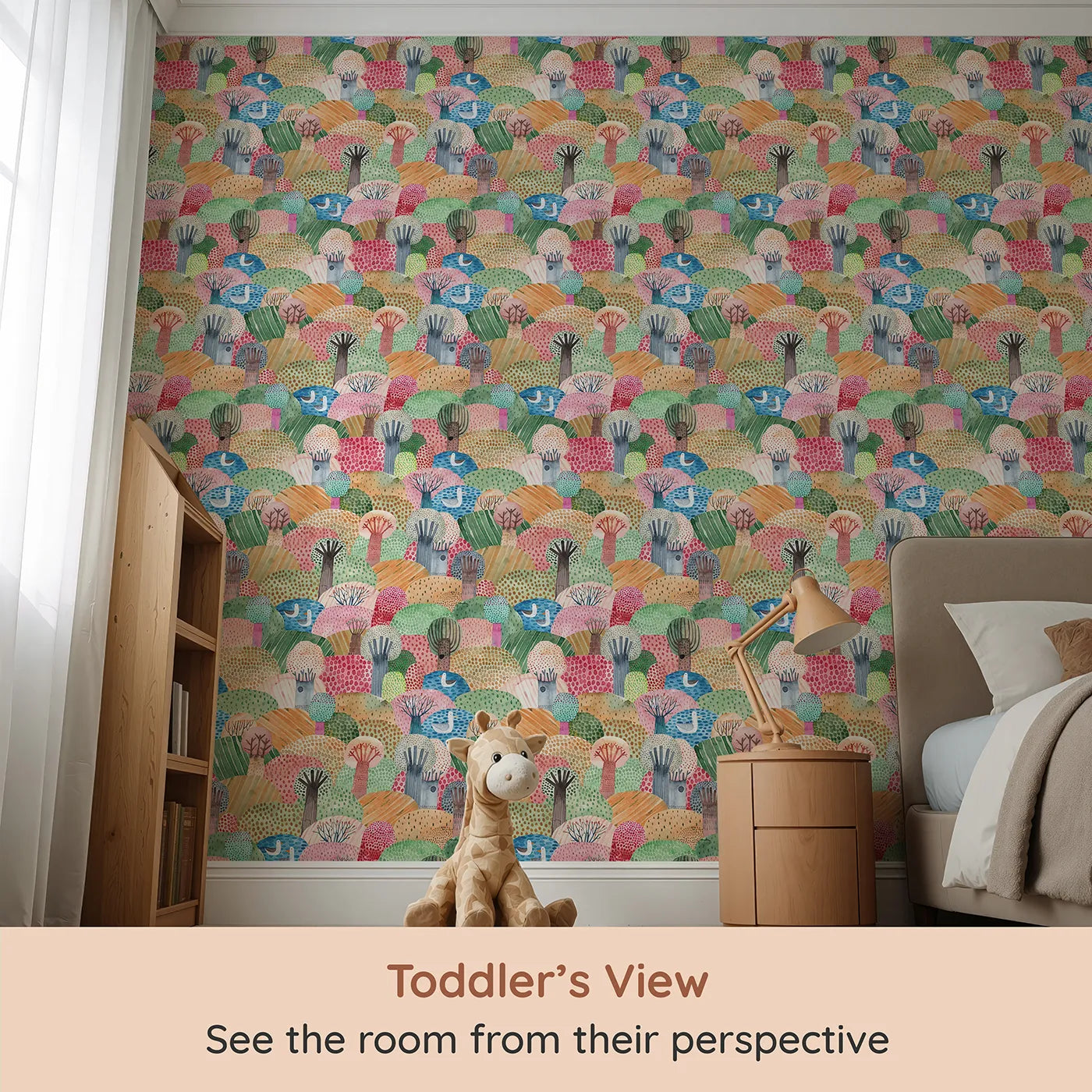 Whimsy Tots Abstract Hills and Ponds Wallpaper (W2162) from your child's view.Where colorful hills and serene ponds create a world of imagination.