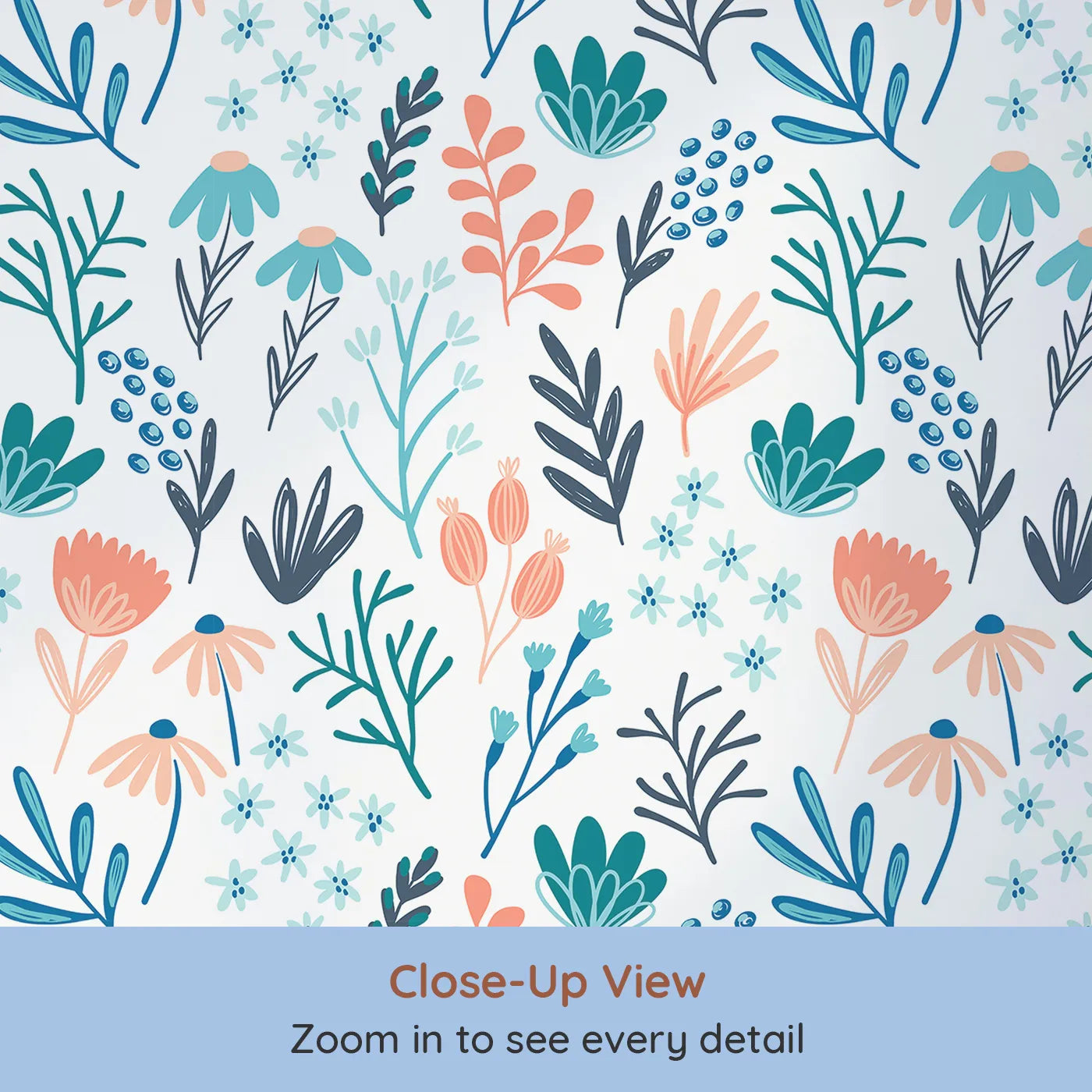 Close-up view of Whimsy Tots' Modern Botanical Sprigs Wallpaper (W2179).Where cool, graphic botanicals create a modern oasis.