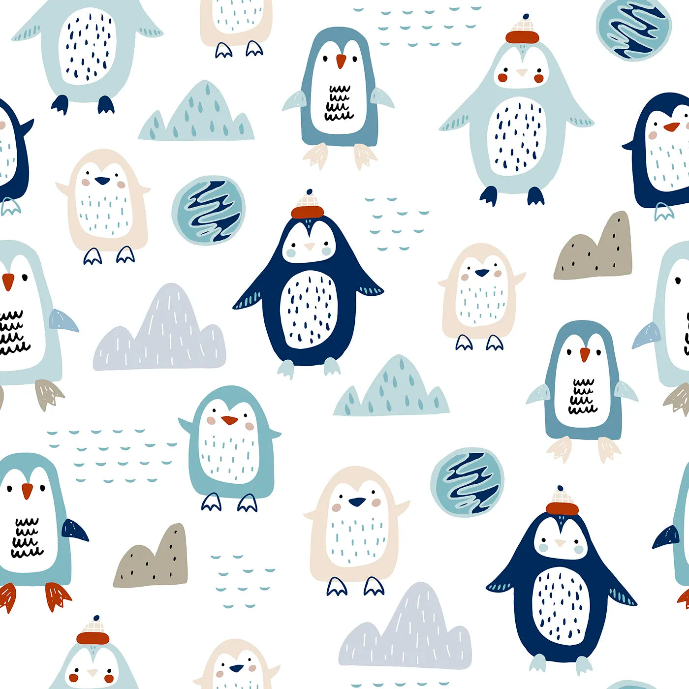A Happy Gathering of a Penguin Family