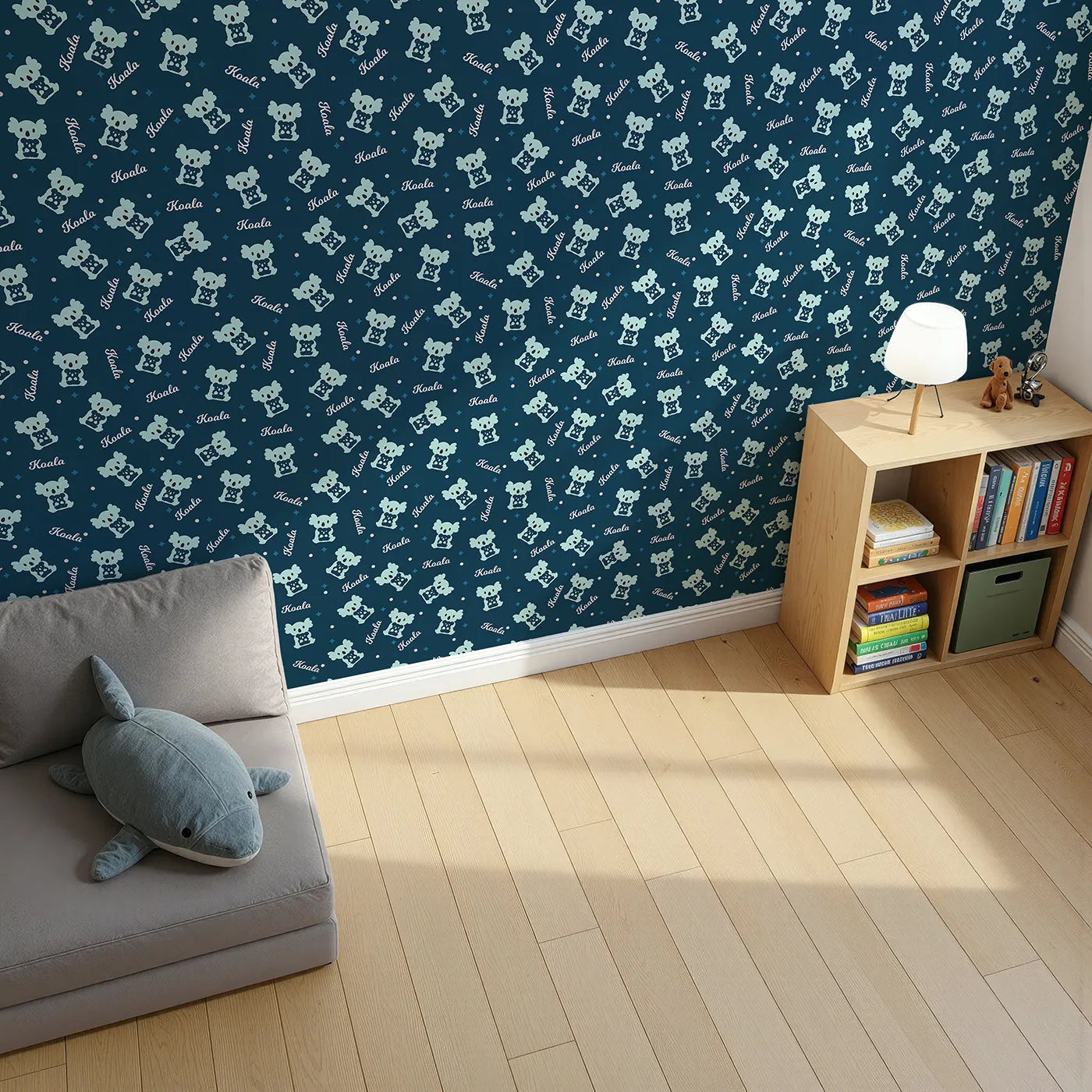 Top-Down view of Whimsy Tots' Koala Cuddle Club Wallpaper (W2248).Where a club of cute koalas is always ready for a hug.