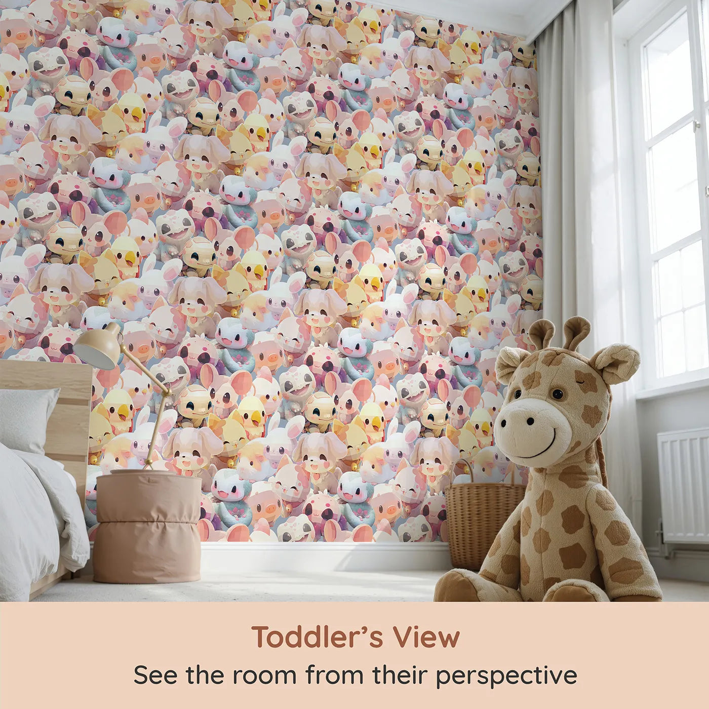 Whimsy Tots Kawaii Animal Friends Wallpaper (W2269) from your child's view.Where a whole world of adorable, chibi-style animals are gathered.