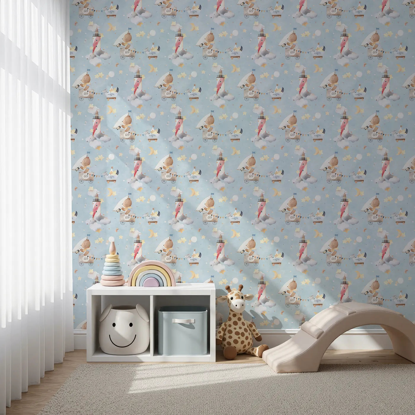 Front view of Whimsy Tots' Dream Big Sky Adventure Wallpaper