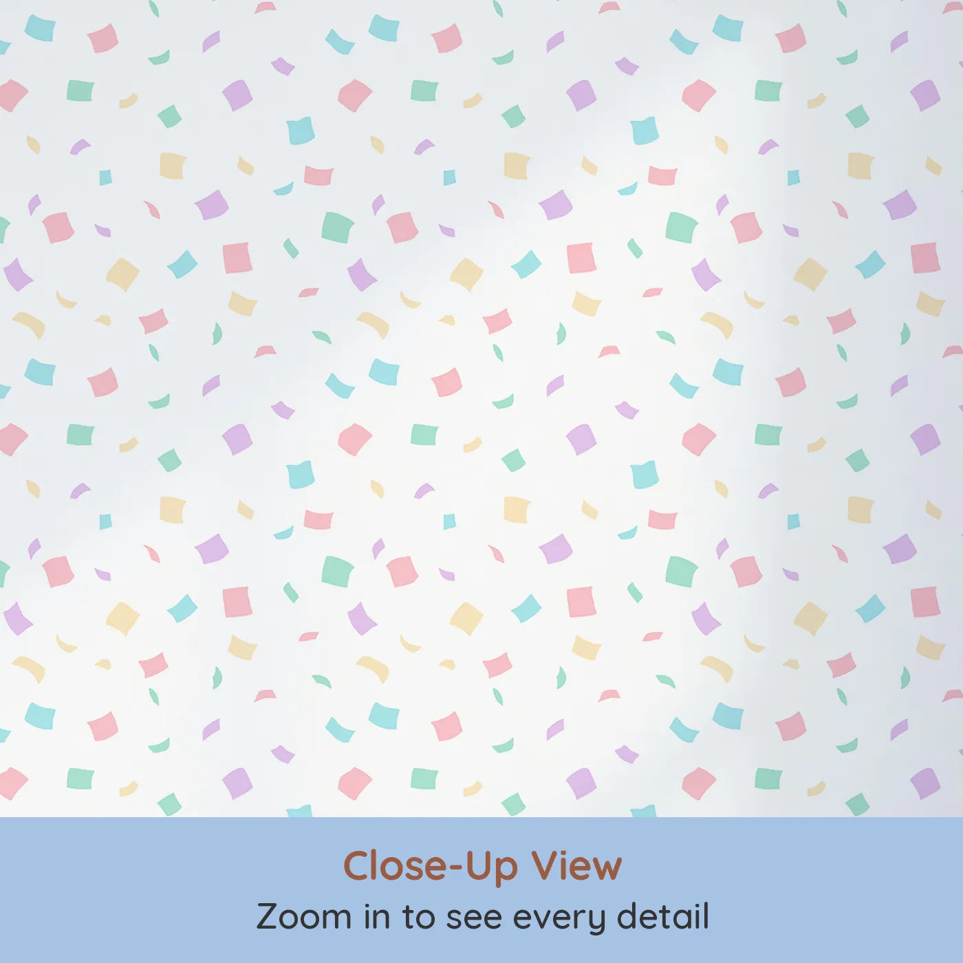 Close-up view of Whimsy Tots' Pastel Confetti Celebration Wallpaper (W2316).Where a soft shower of confetti is always in the air.