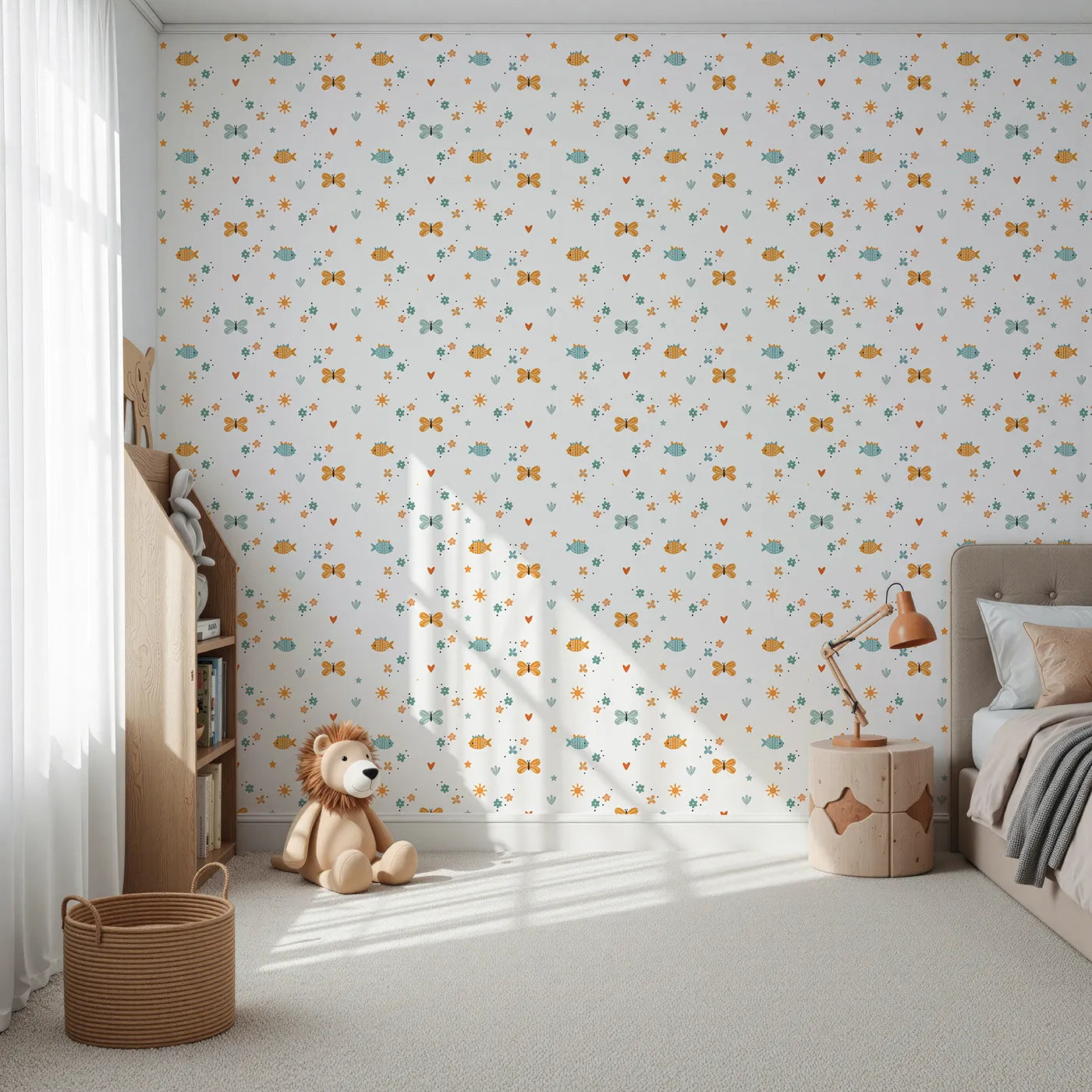 Front view of Whimsy Tots' Whimsical Meadow Friends Wallpaper