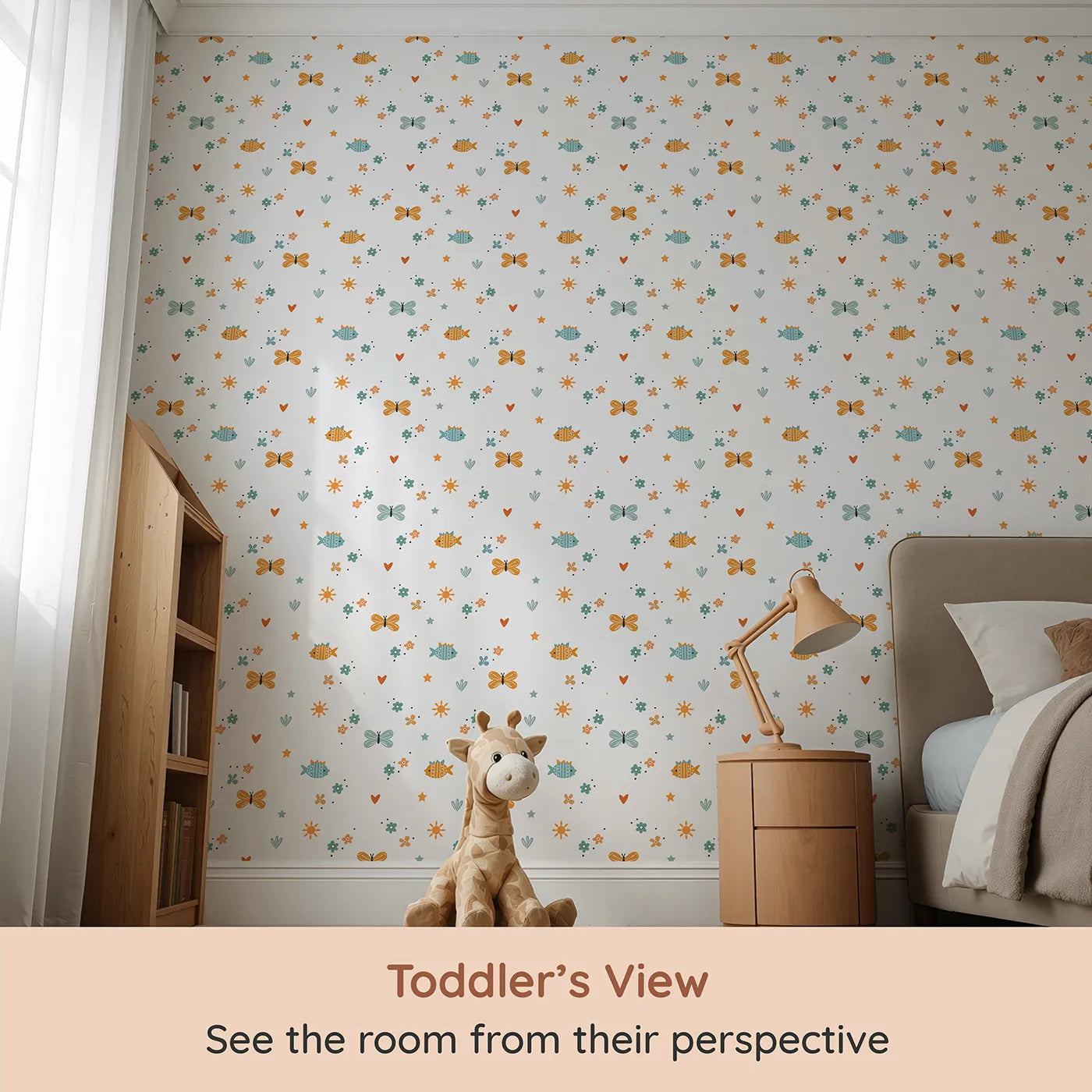 Whimsy Tots Whimsical Meadow Friends Wallpaper (W2324) from your child's view.Where the sweetest little creatures play among the flowers.