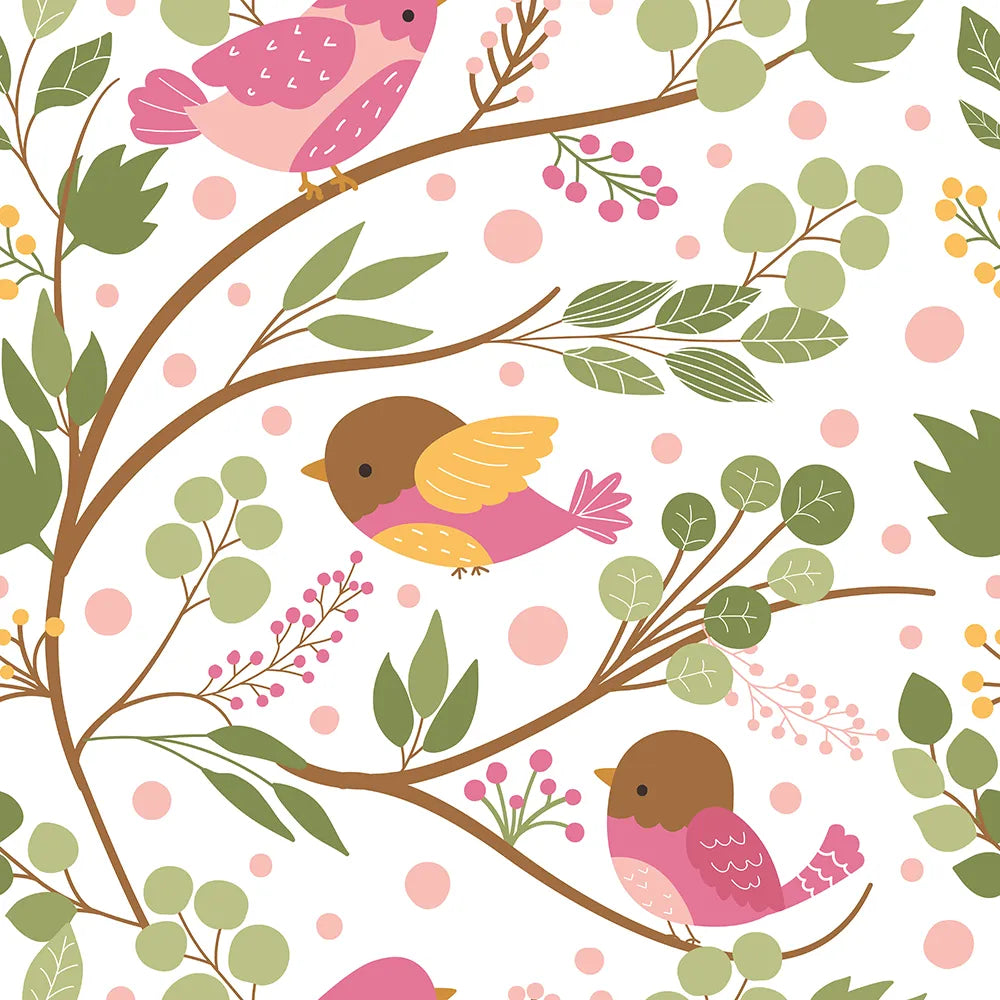Where Colorful Birds Sing on Blossom Branches