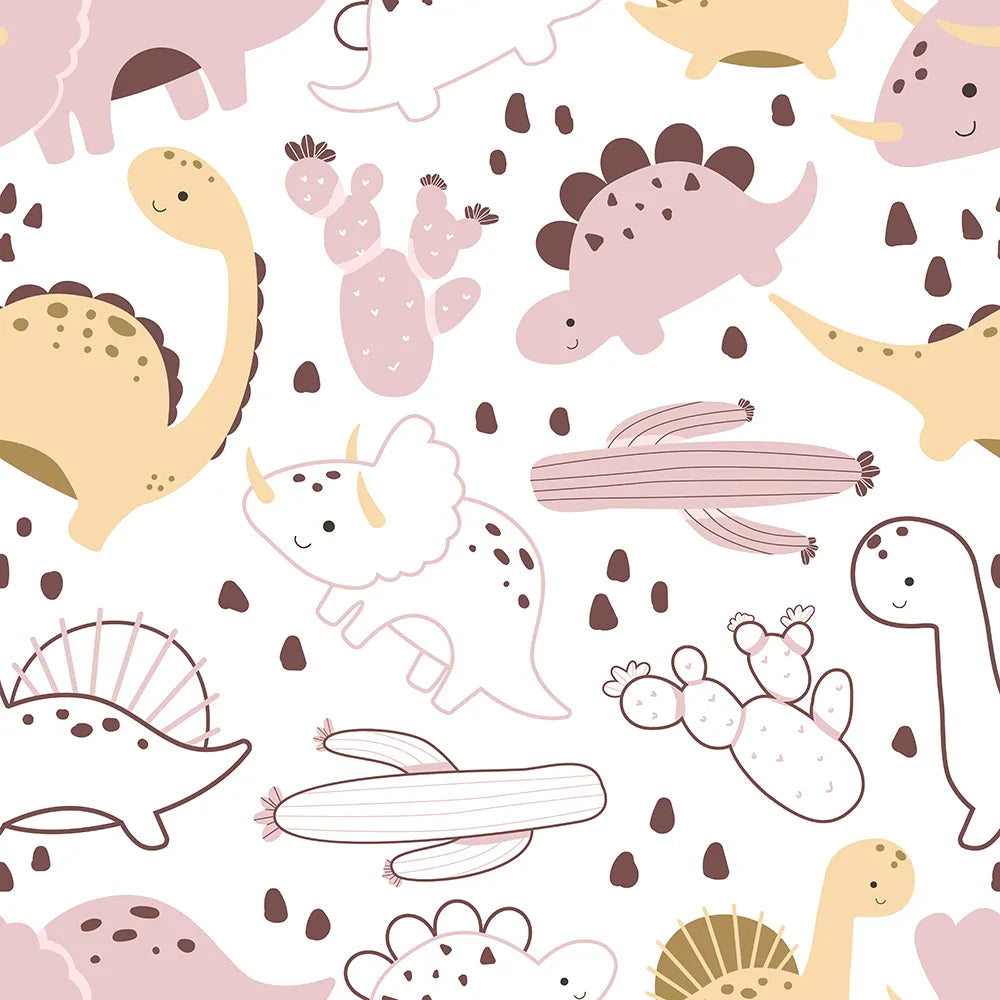 Where Blush Dinos Wander Among Cactus Trails