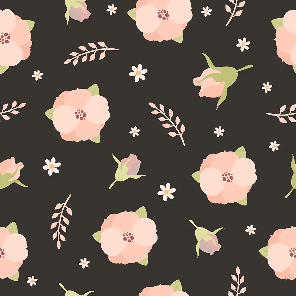 Where Gentle Florals Glow Beneath Midnight Browns