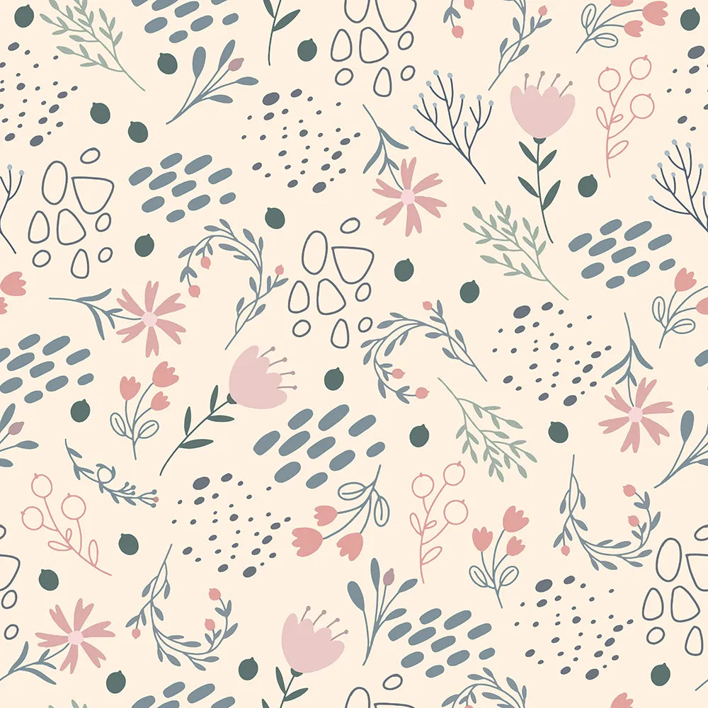 Where Cream-Colored Calm Meets Scribbled Wildflowers