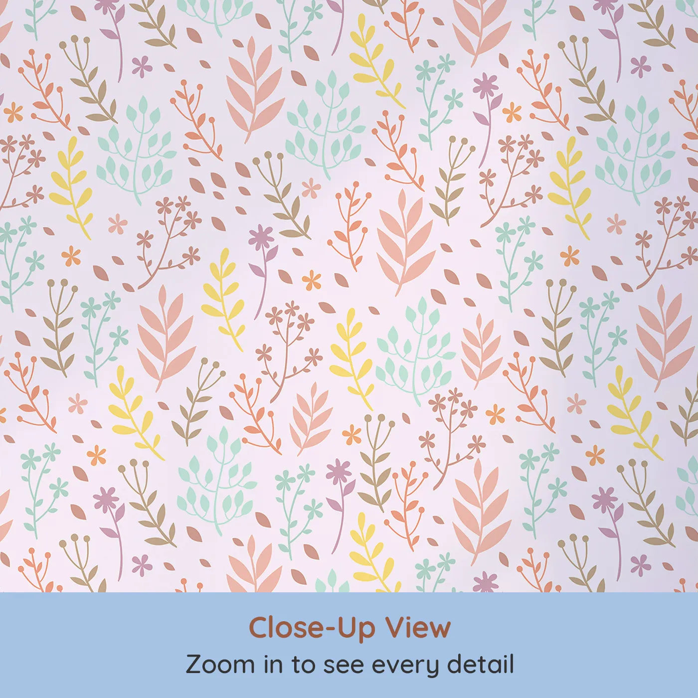 Close-up view of Whimsy Tots' Whimsy Meadow Sketch Wallpaper in Blush Pink (W3178B).Sketchy blooms and branches blossom gently across a soft blush sky.