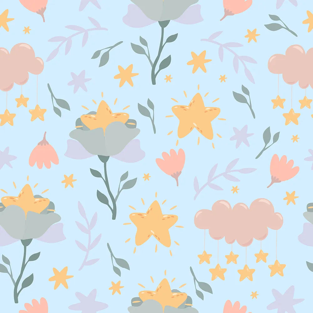 Where Stars Bloom and Clouds Whisper in Light Blue Skies