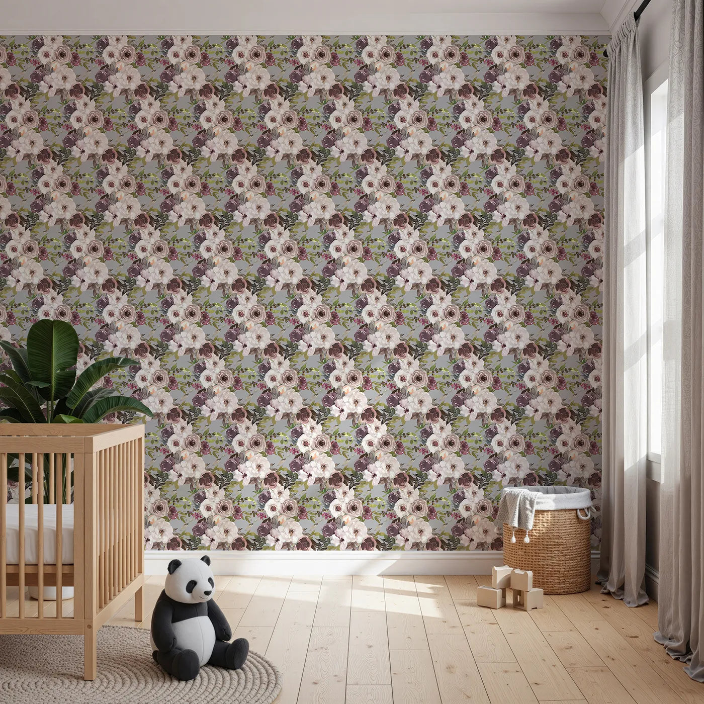 Front view of Whimsy Tots' Autumn Heirloom Roses Wallpaper