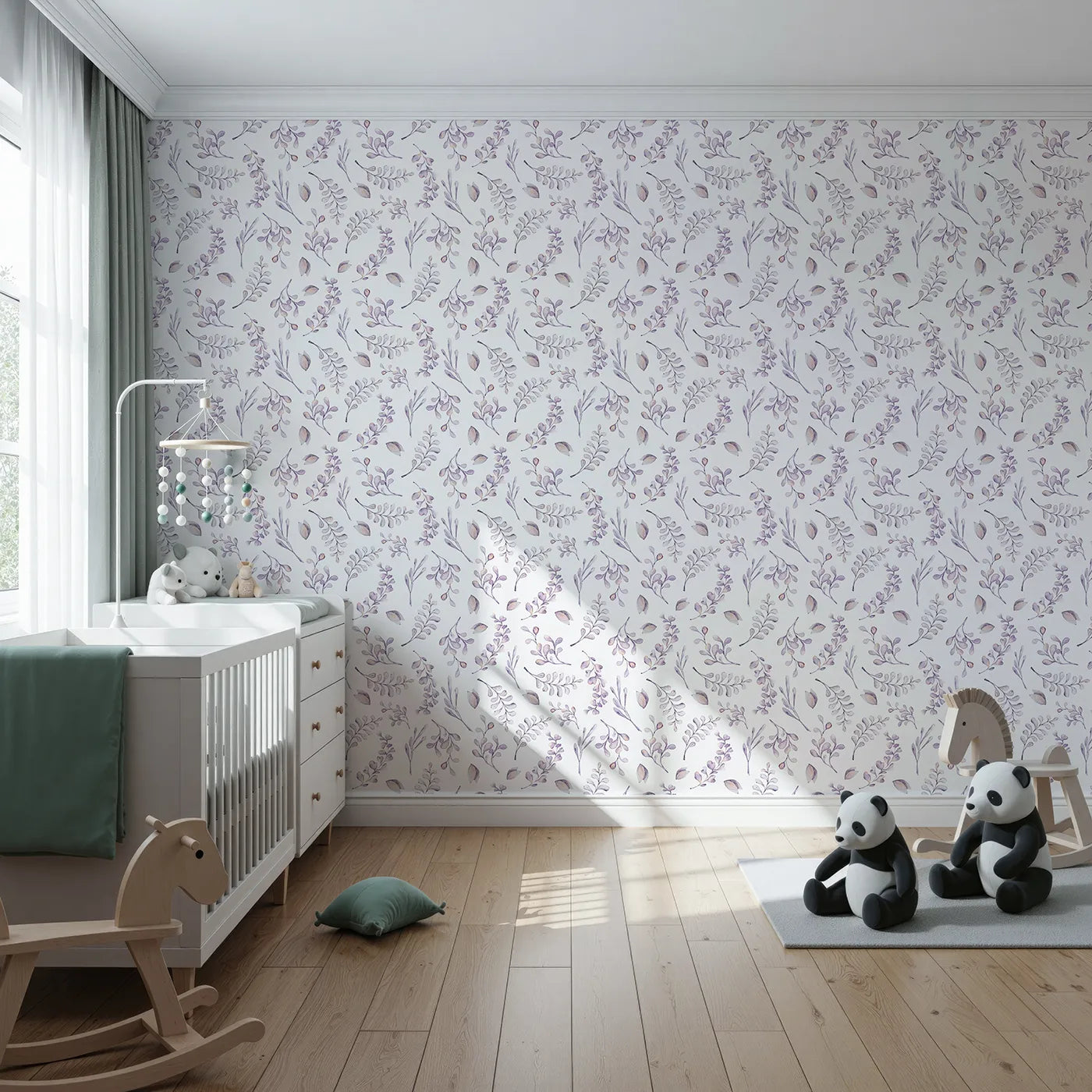 Front view of Whimsy Tots' Lavender Breeze Wallpaper