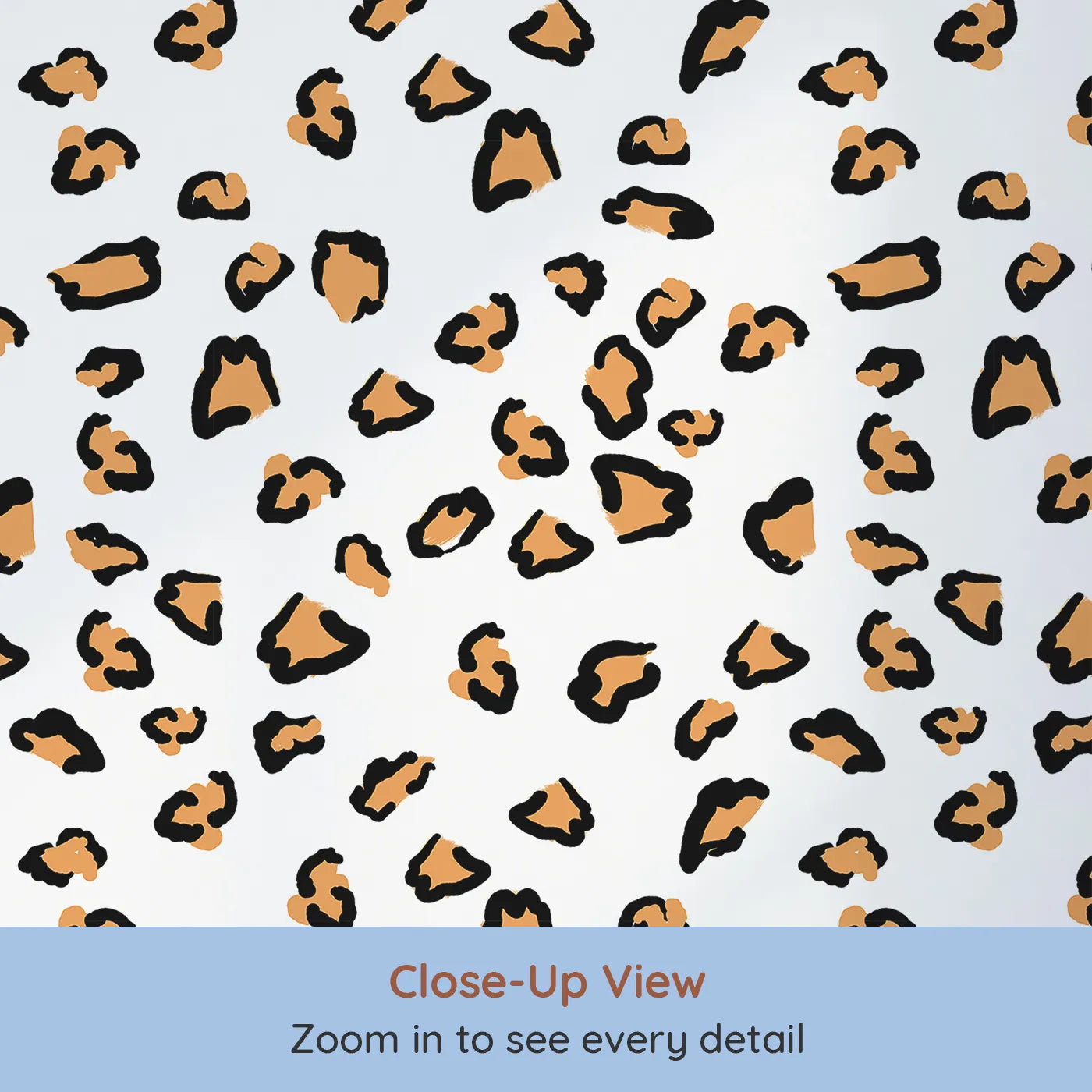 Close-up view of Whimsy Tots' Playful Cub Spots Wallpaper in White (W3244A).Cute cub spots bring wild joy to every wall.