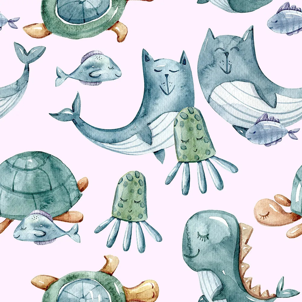 Where Ocean Friends Drift in a Pink Sky