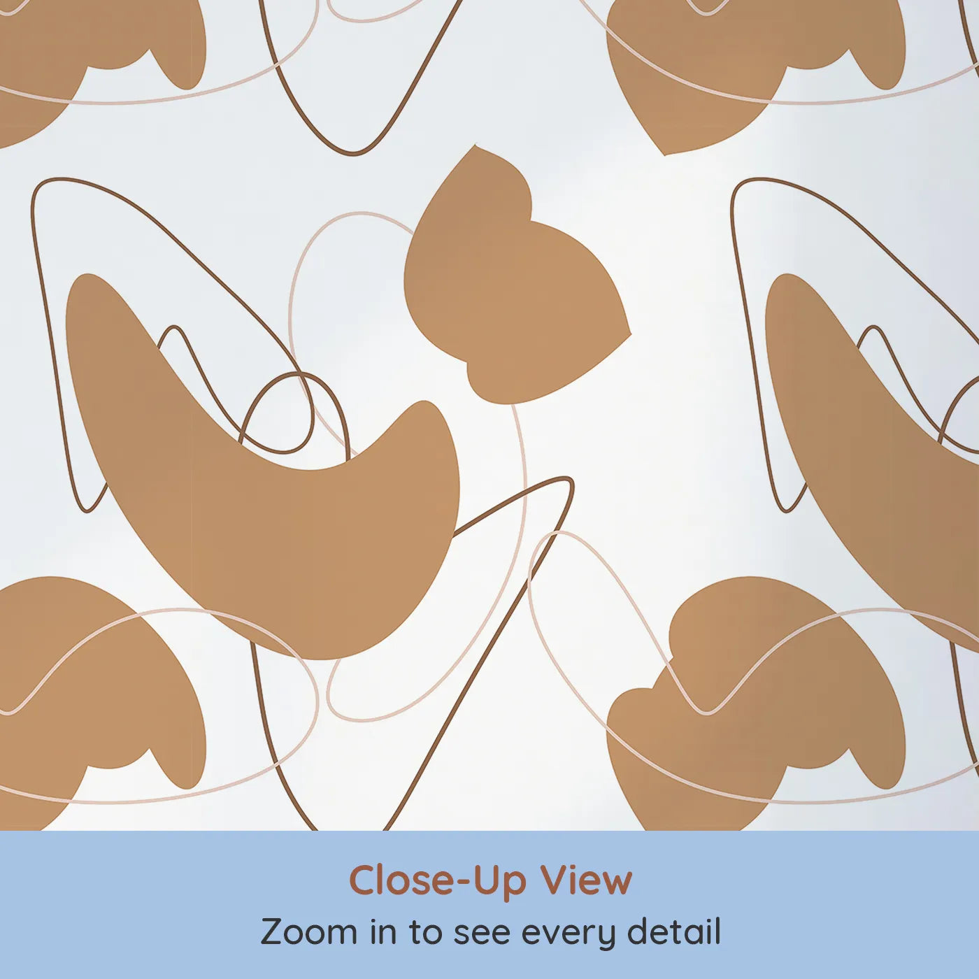 Close-up view of Whimsy Tots' Terracotta Whimsy Lines Wallpaper (W3300).Curvy shapes and looping lines create a playful, earthy rhythm.