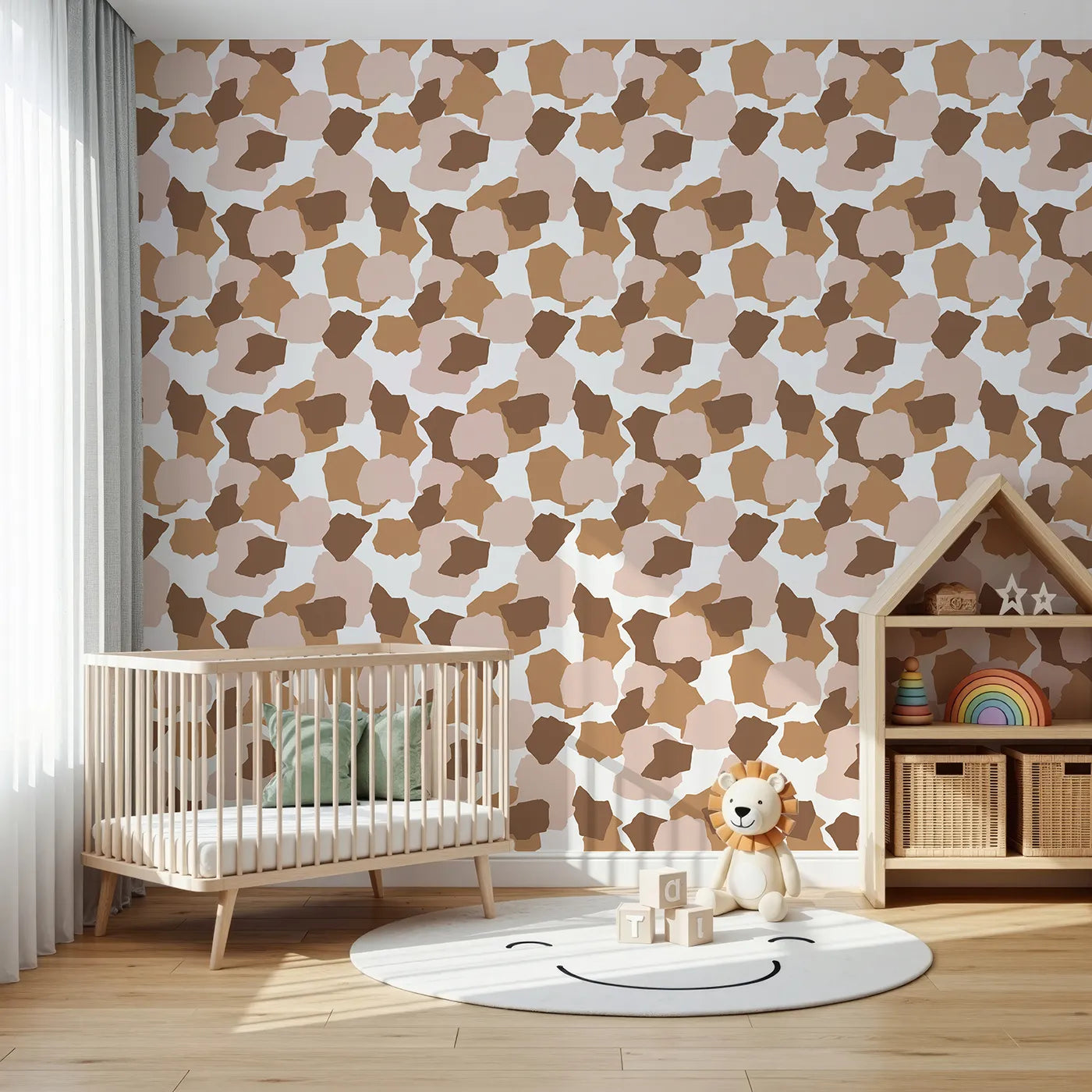 Front view of Whimsy Tots' Savanna Giraffe Tumble Wallpaper